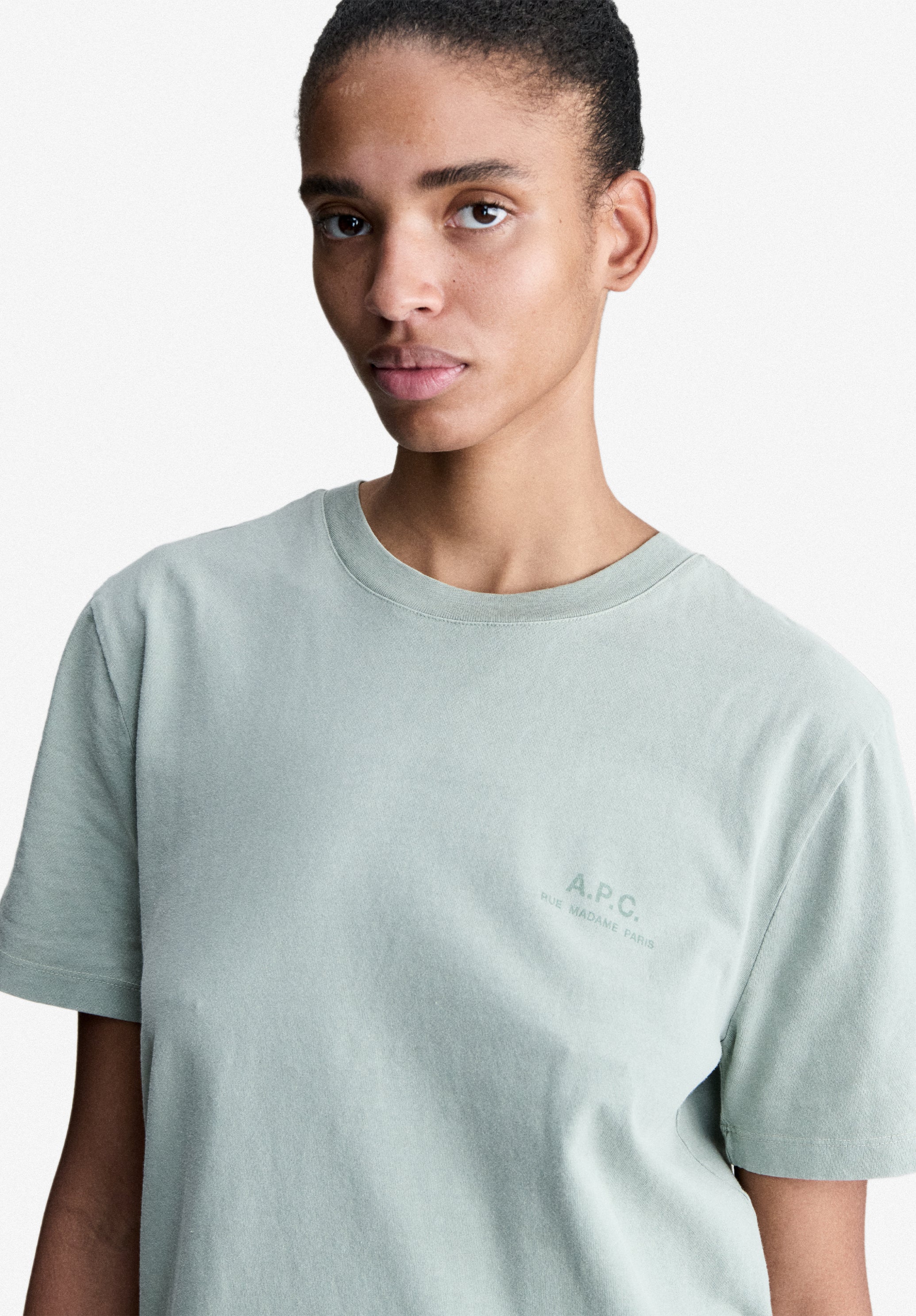 Grey-green T-shirt with A.P.C. Rue Madame logo - 3
