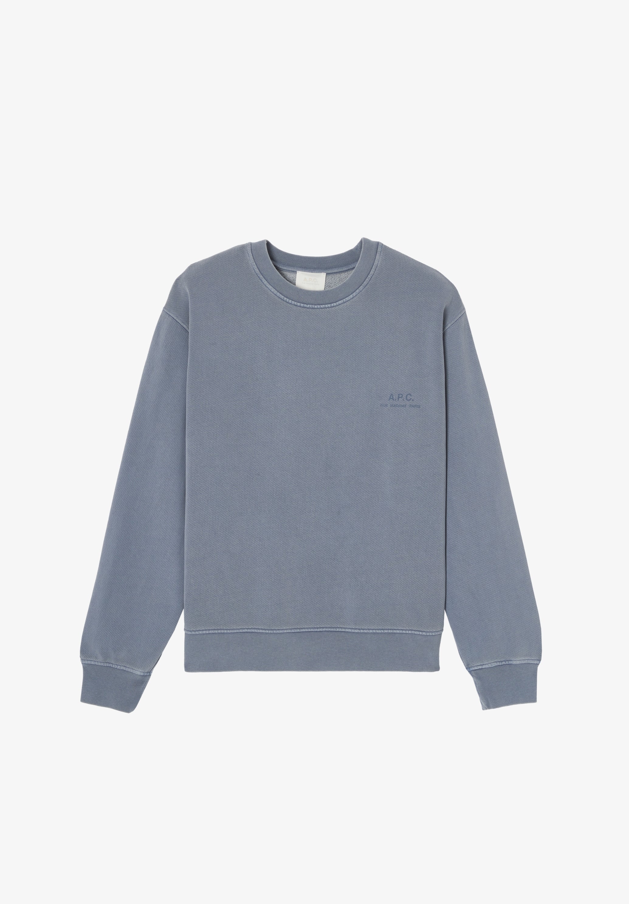 Grey-blue loose-fit sweatshirt with small A.P.C. logo - 0