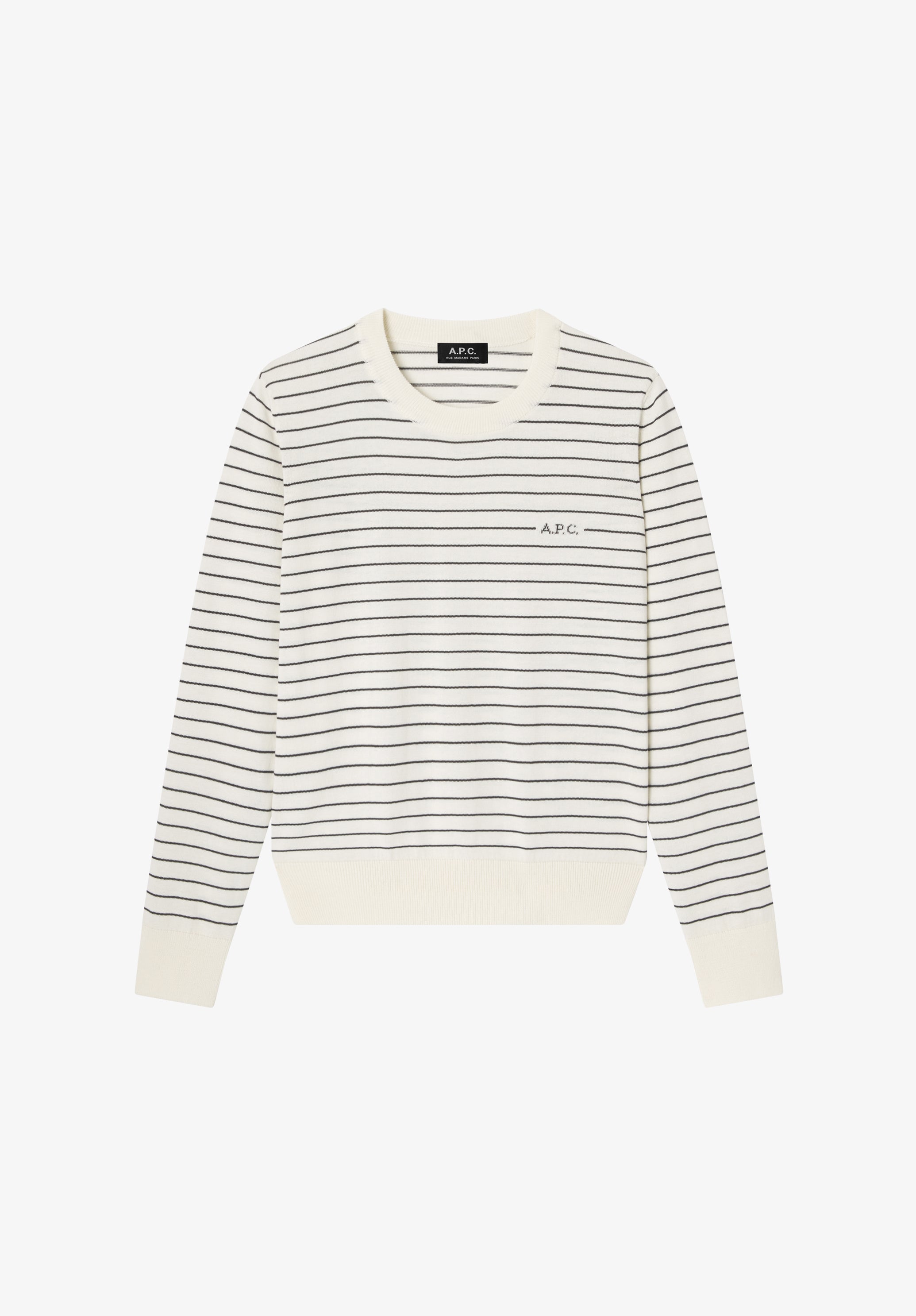 Fitted striped ecru sweater - 0
