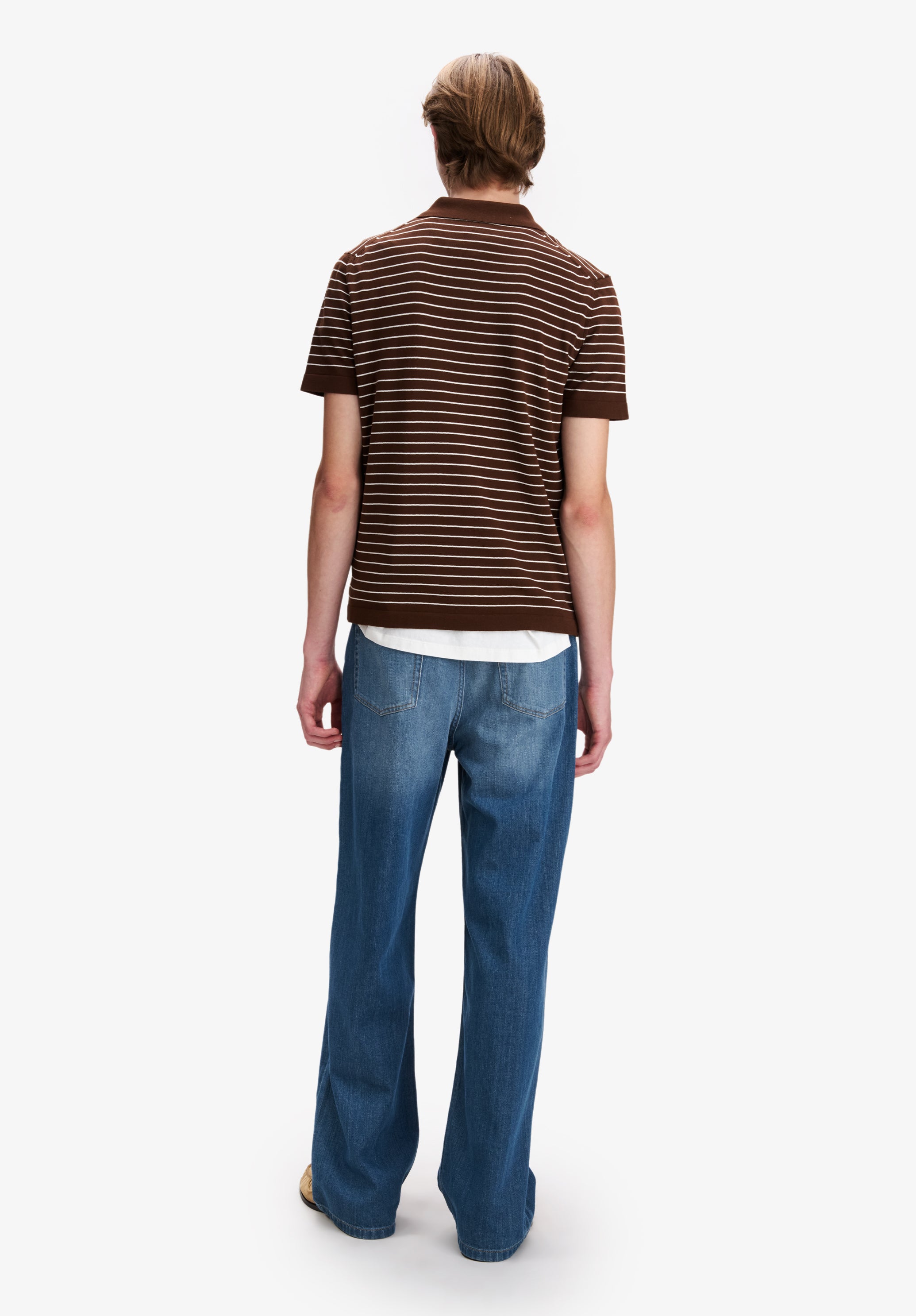 Fitted striped brown polo - 2