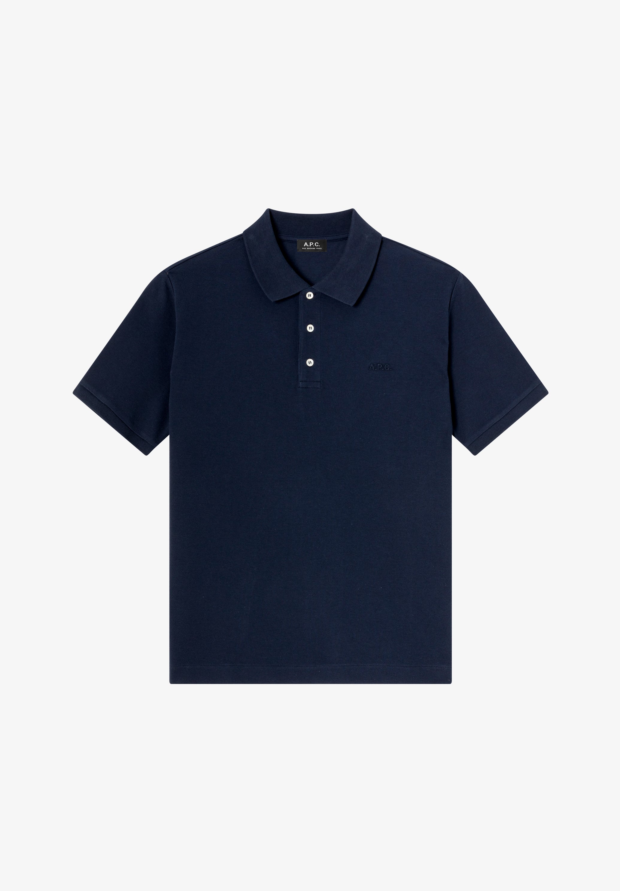 Navy blue cotton piqué polo - 0
