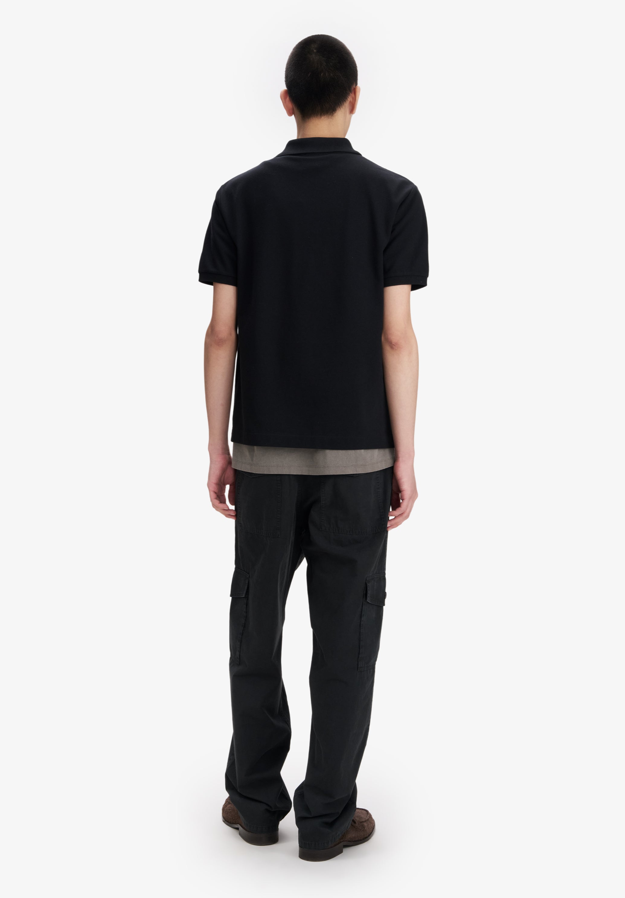 Black cotton piqué polo - 2