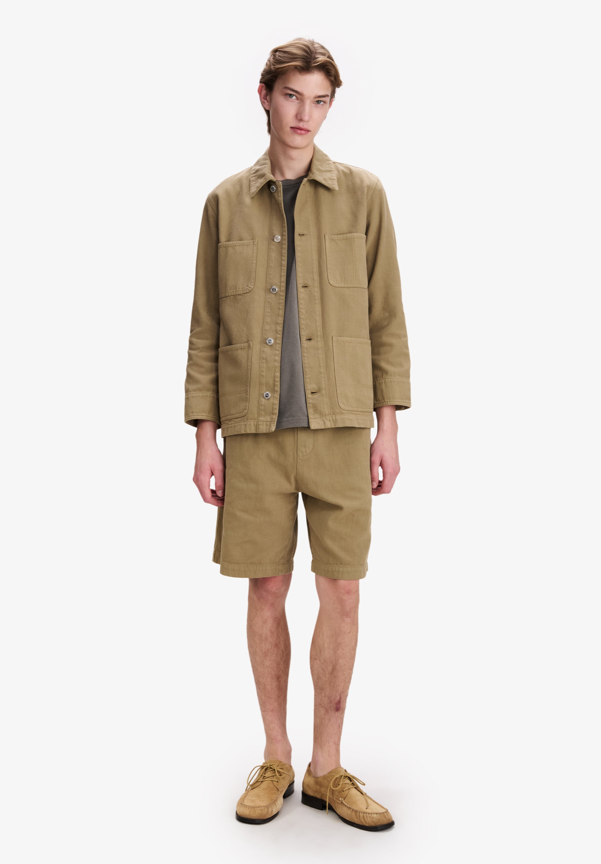 Loose dark beige Bermuda shorts - 1