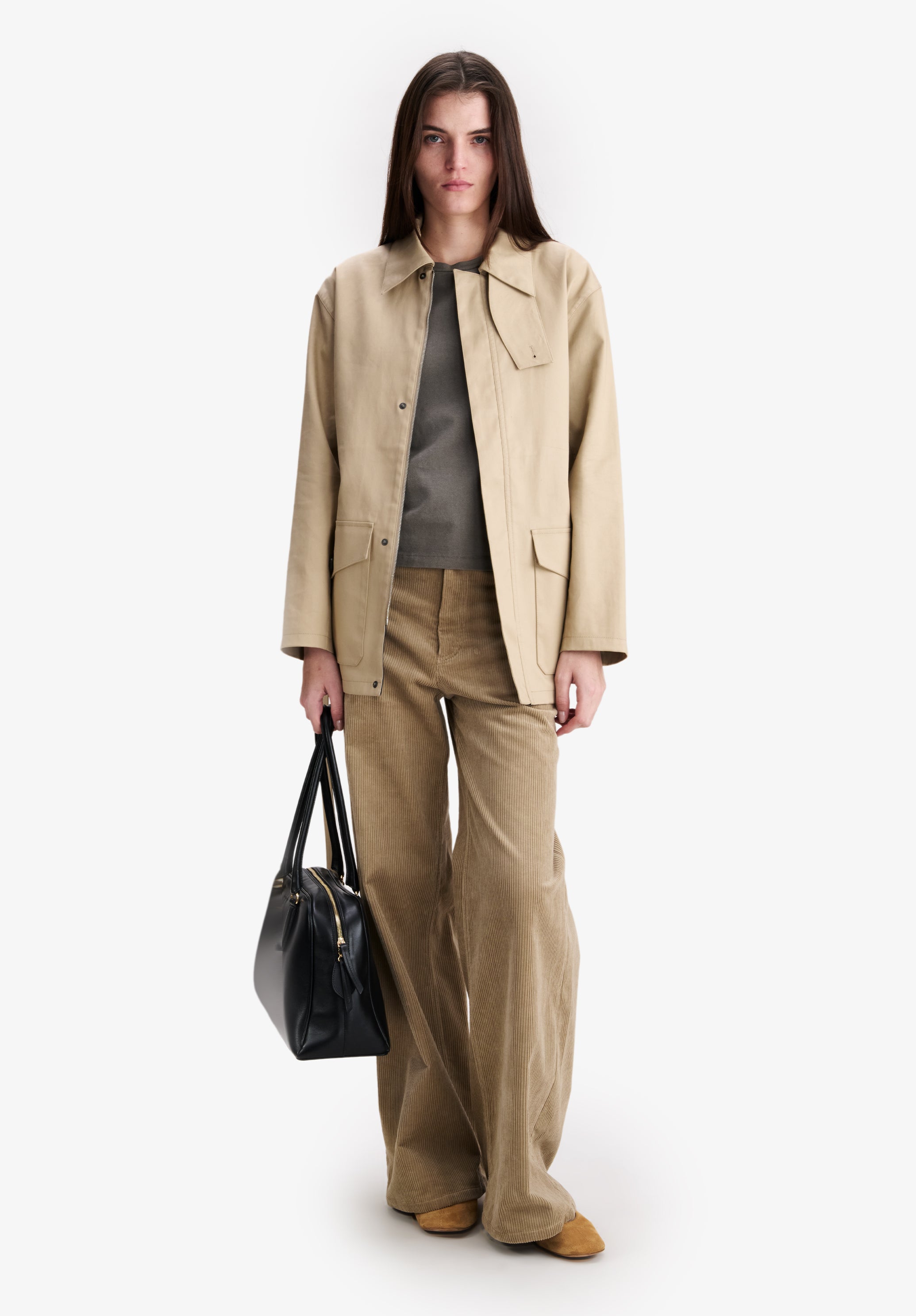 Modern beige cotton trench coat - 1