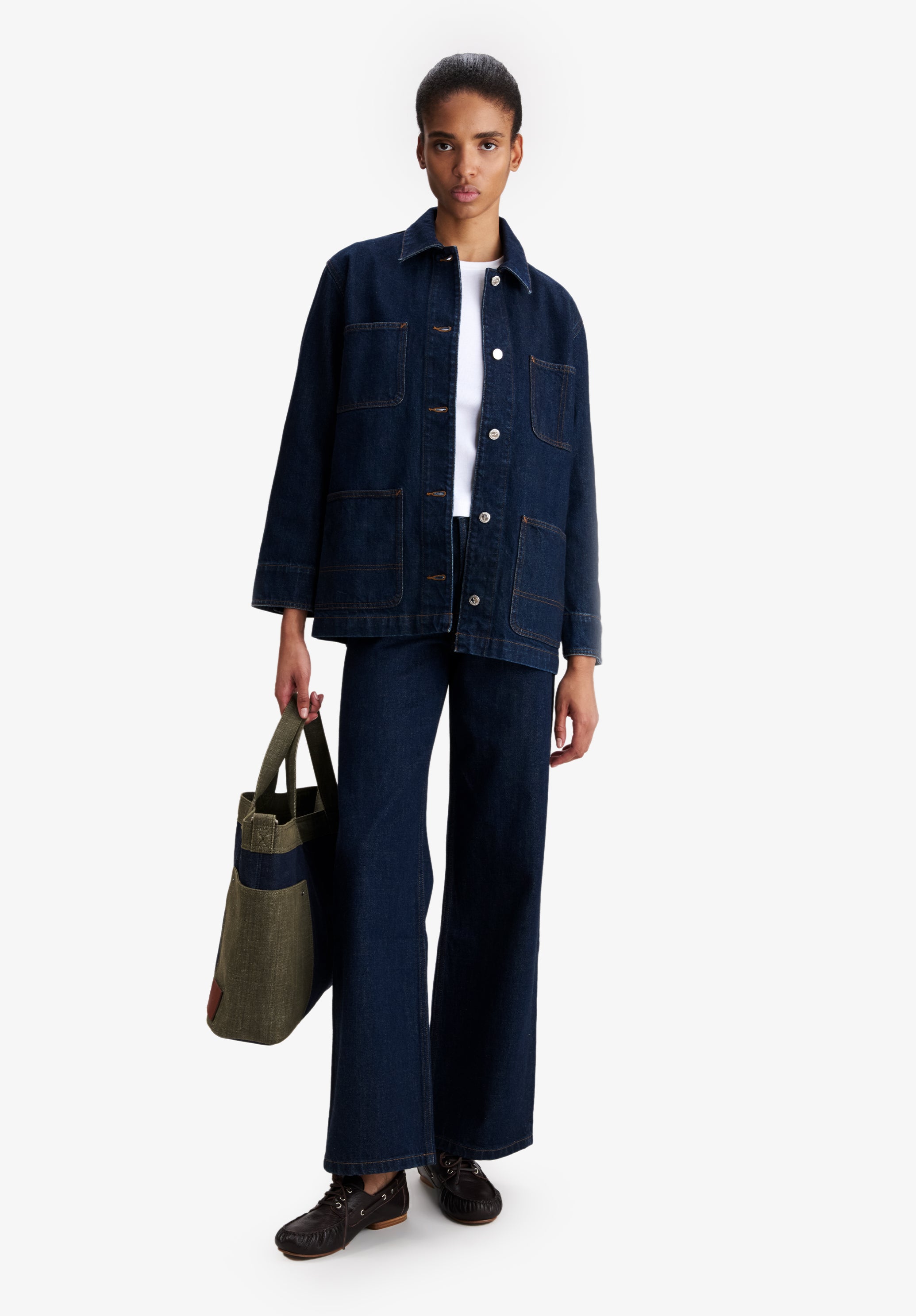 Faded indigo denim workwear jacket - 1