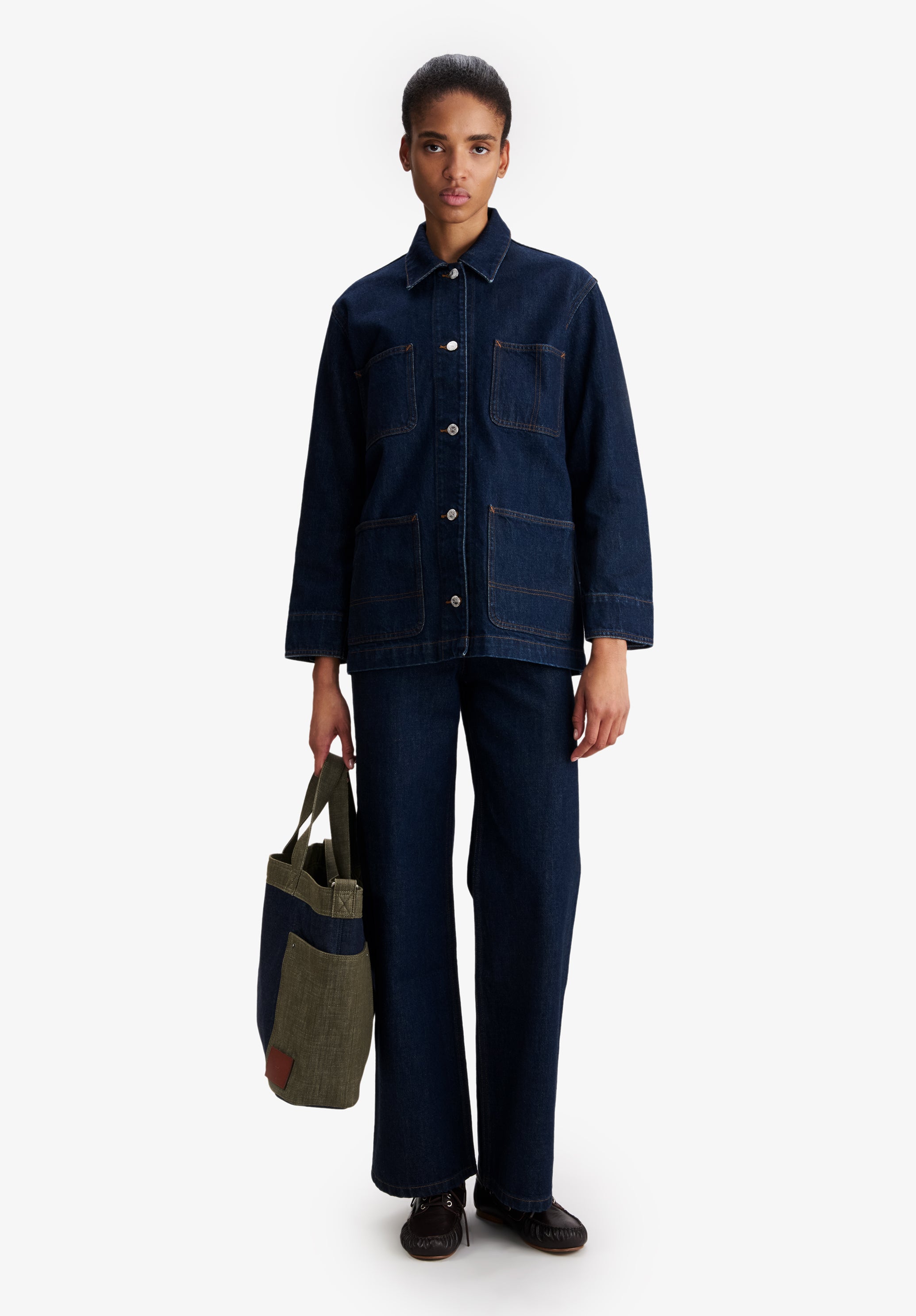 Faded indigo denim workwear jacket - 3