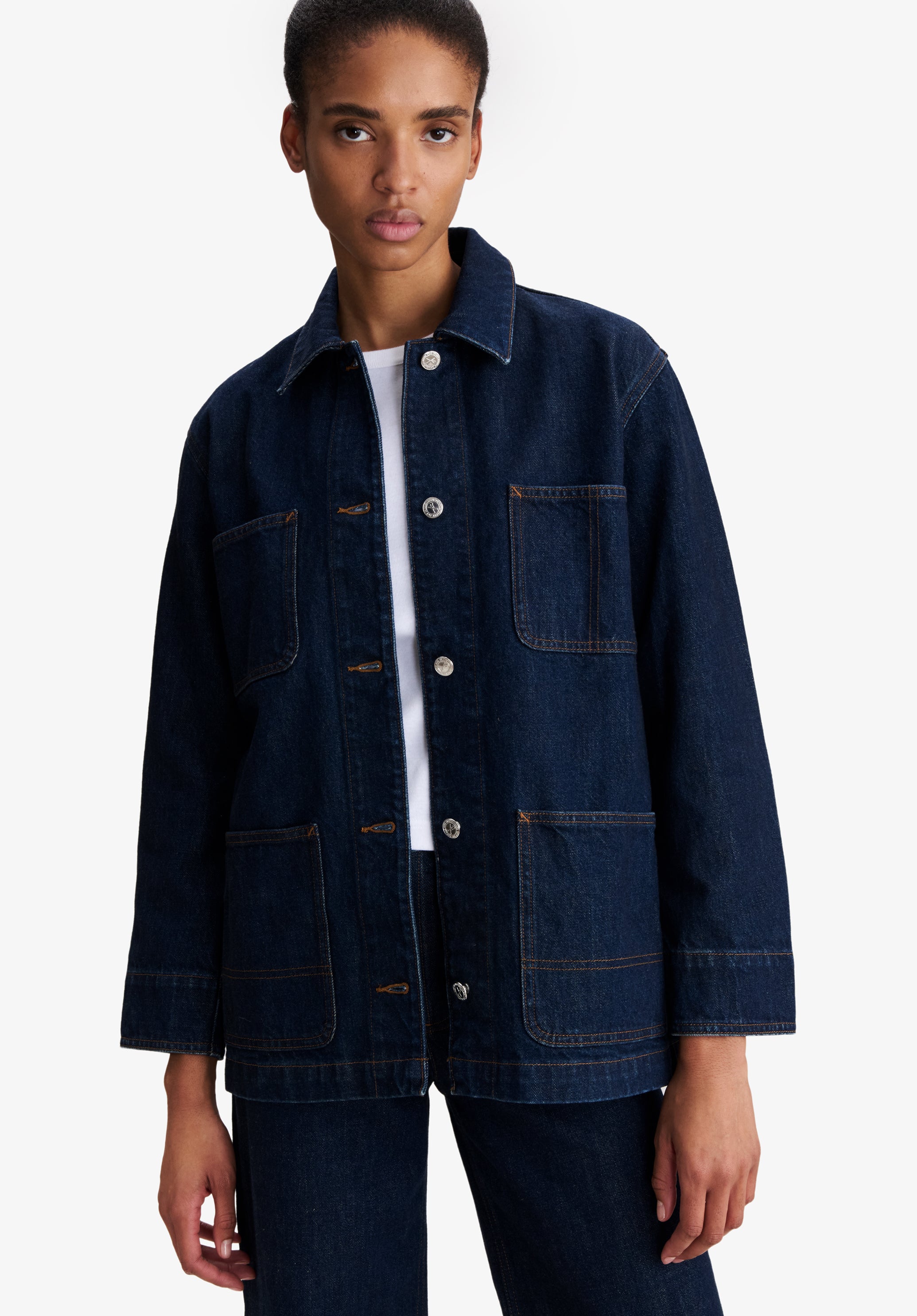 Faded indigo denim workwear jacket - 4