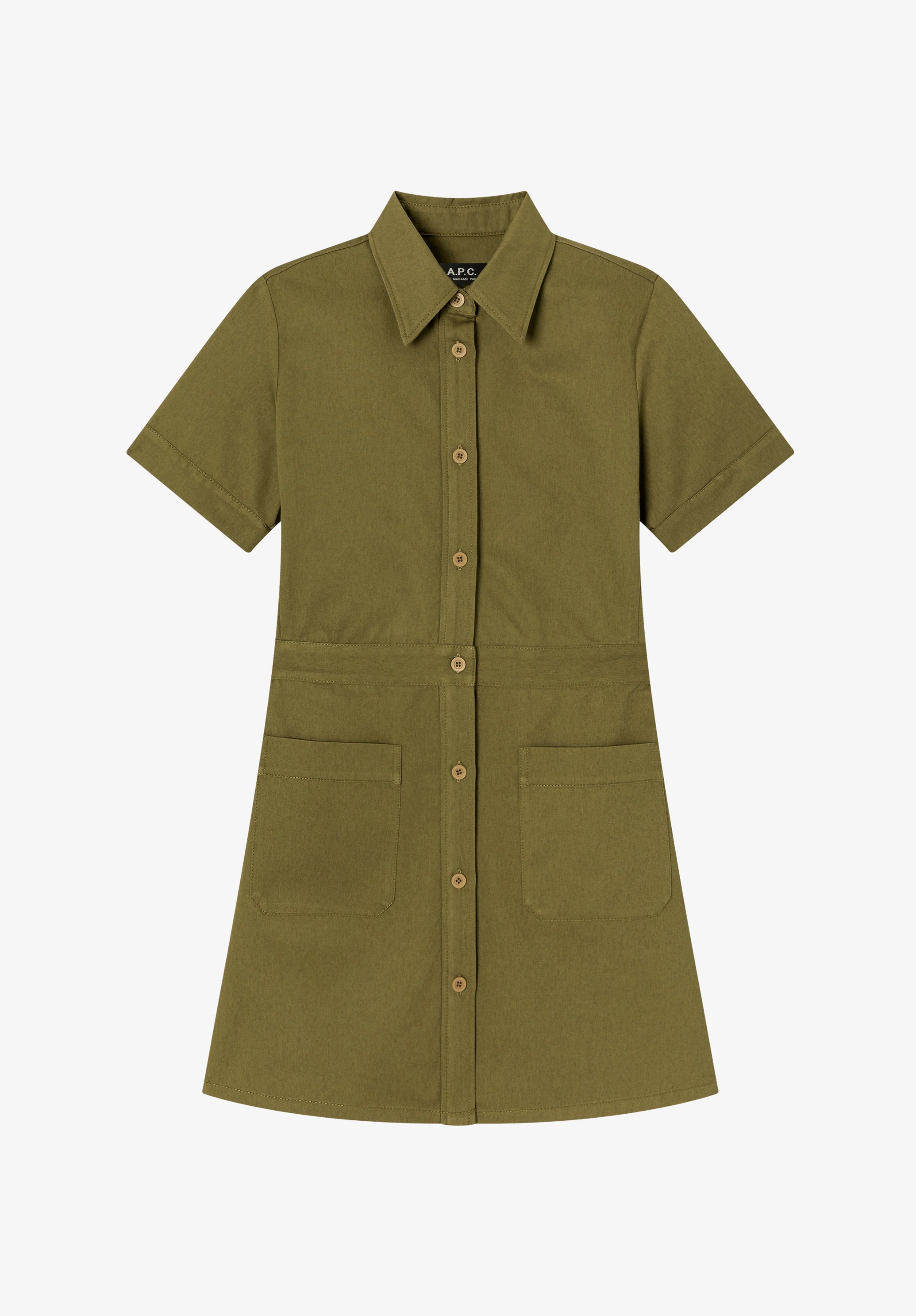 Khaki moleskin dress - 0
