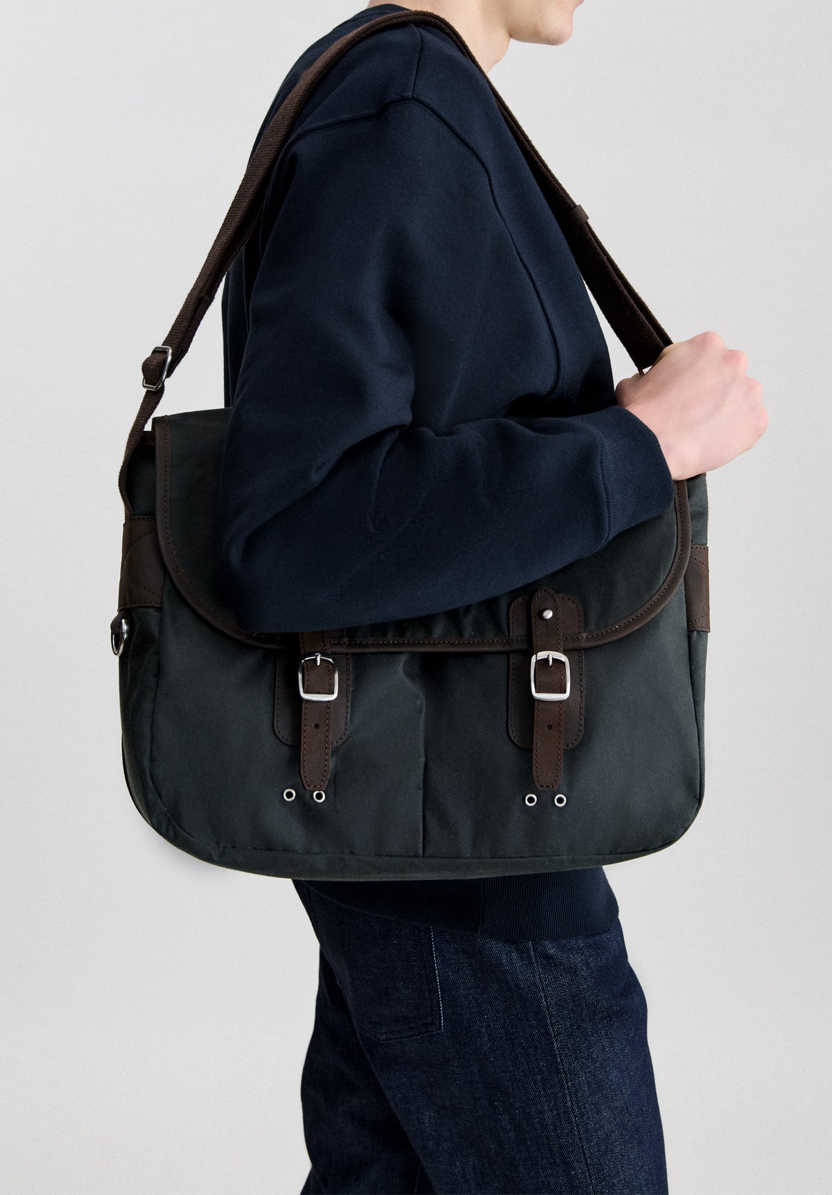 Besace en coton ciré A.P.C X Barbour