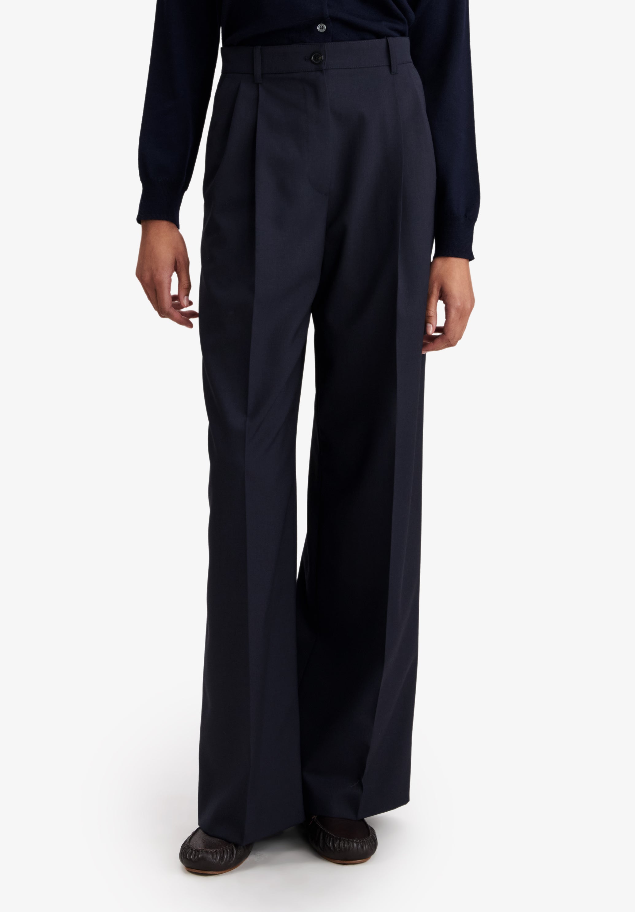 Loose navy blue organic cotton trousers - 3