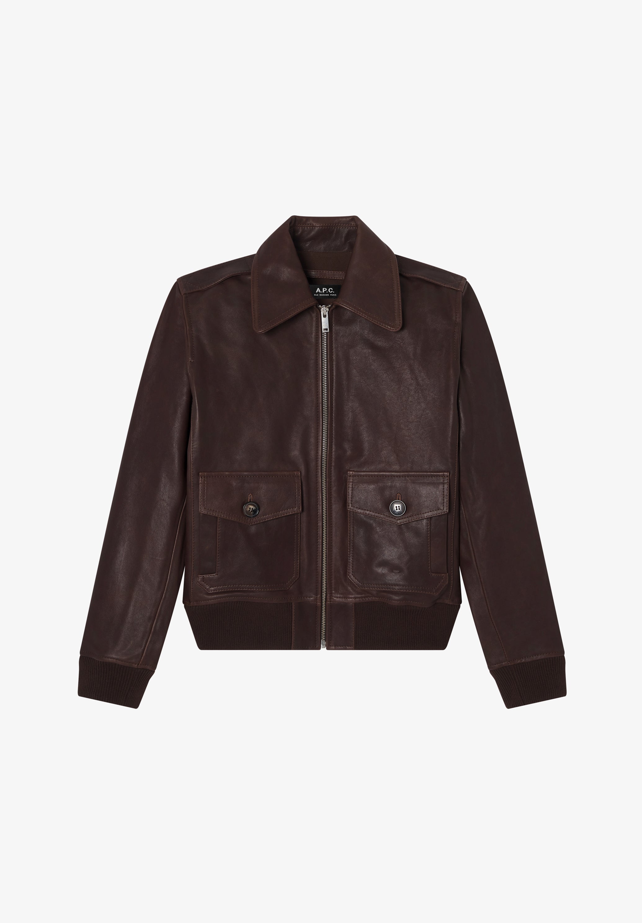 Short brown leather jacket | A.P.C.