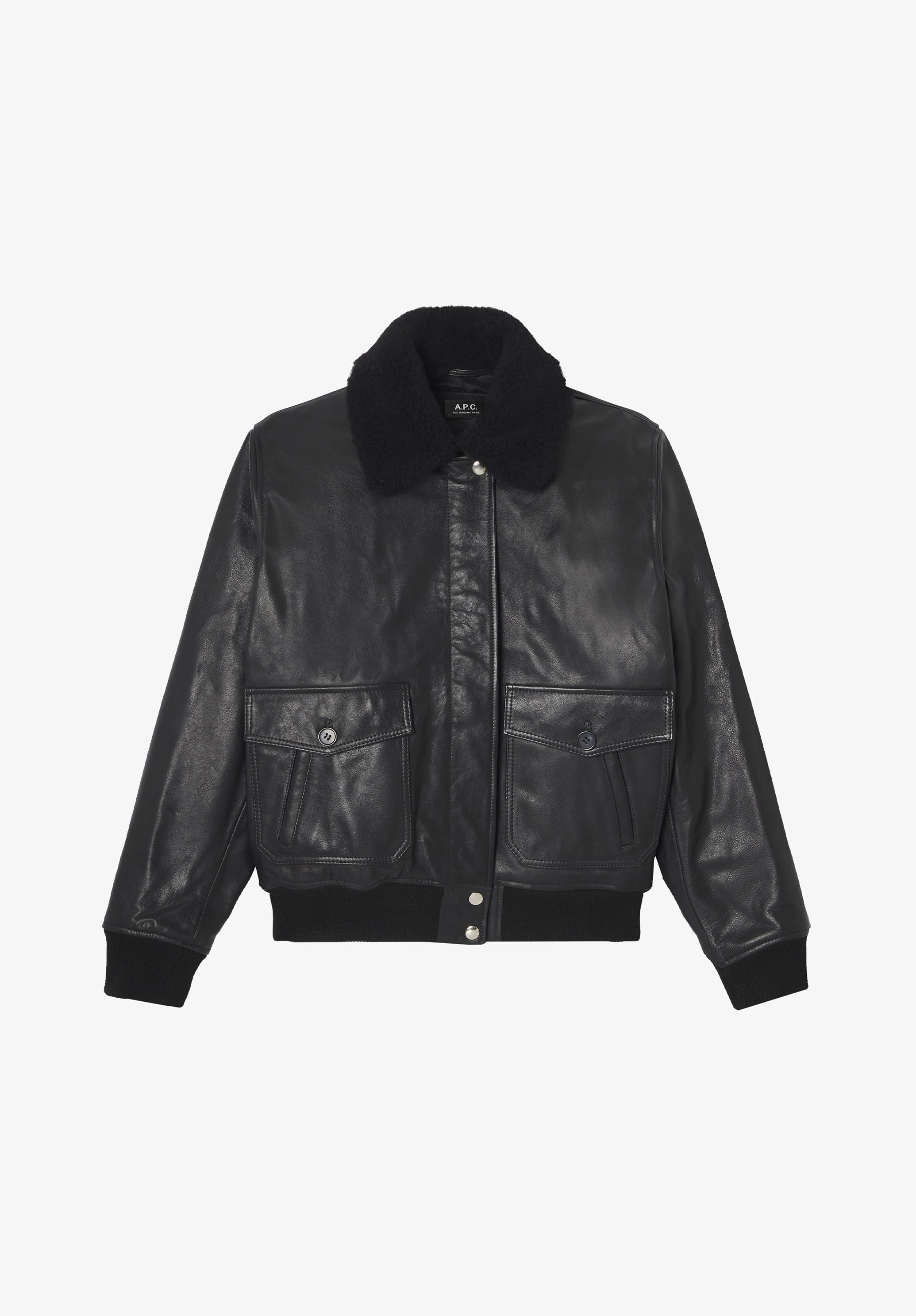Black leather bomber jacket | A.P.C.