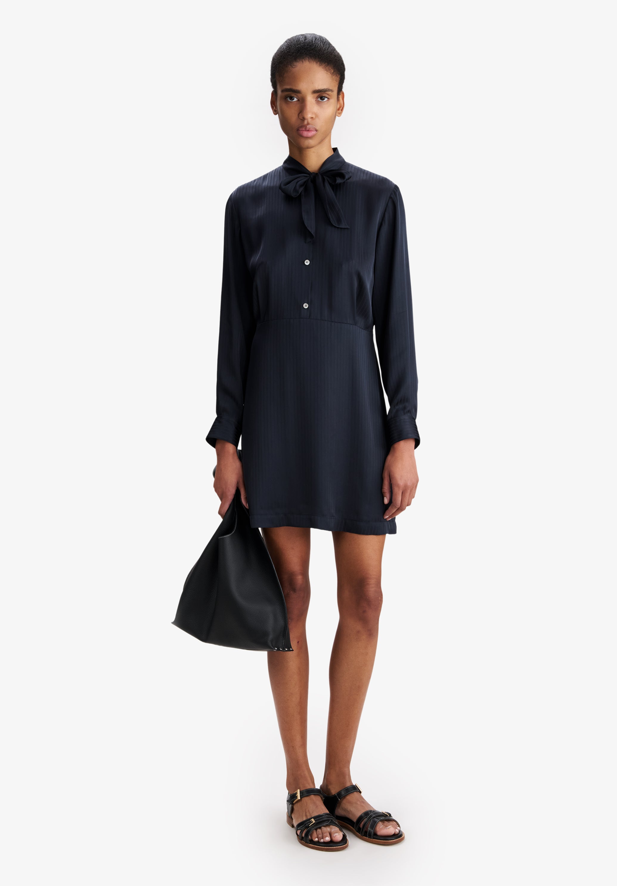 Flowing navy blue dress - 1