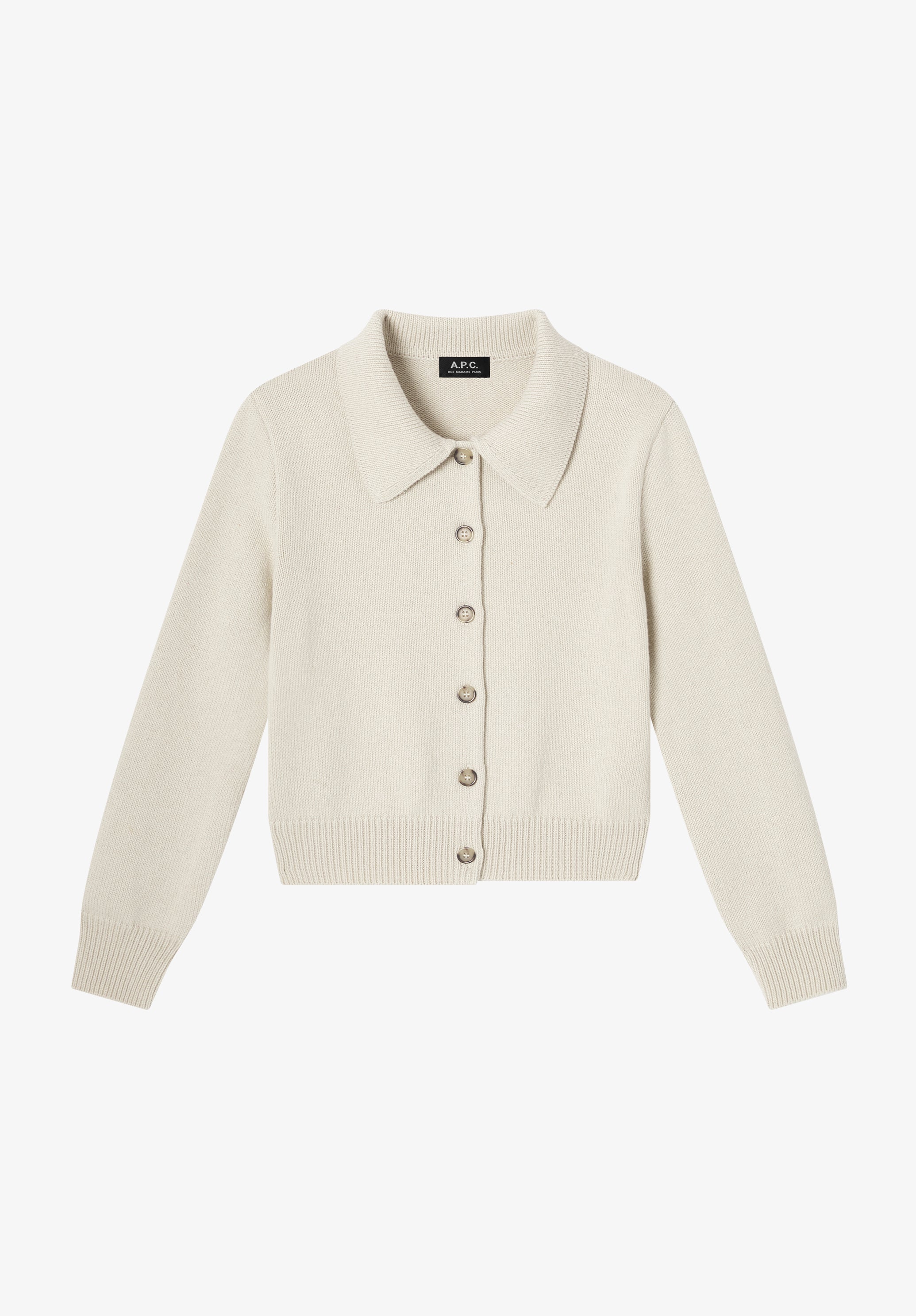Grey wool collared cardigan
