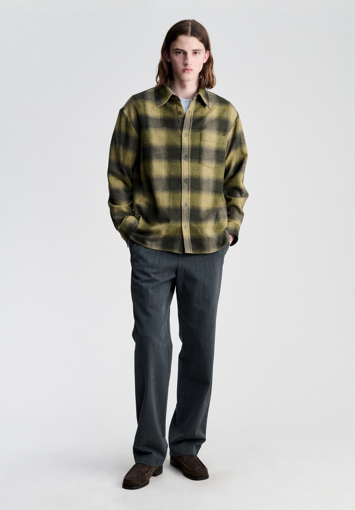 Khaki checked overshirt