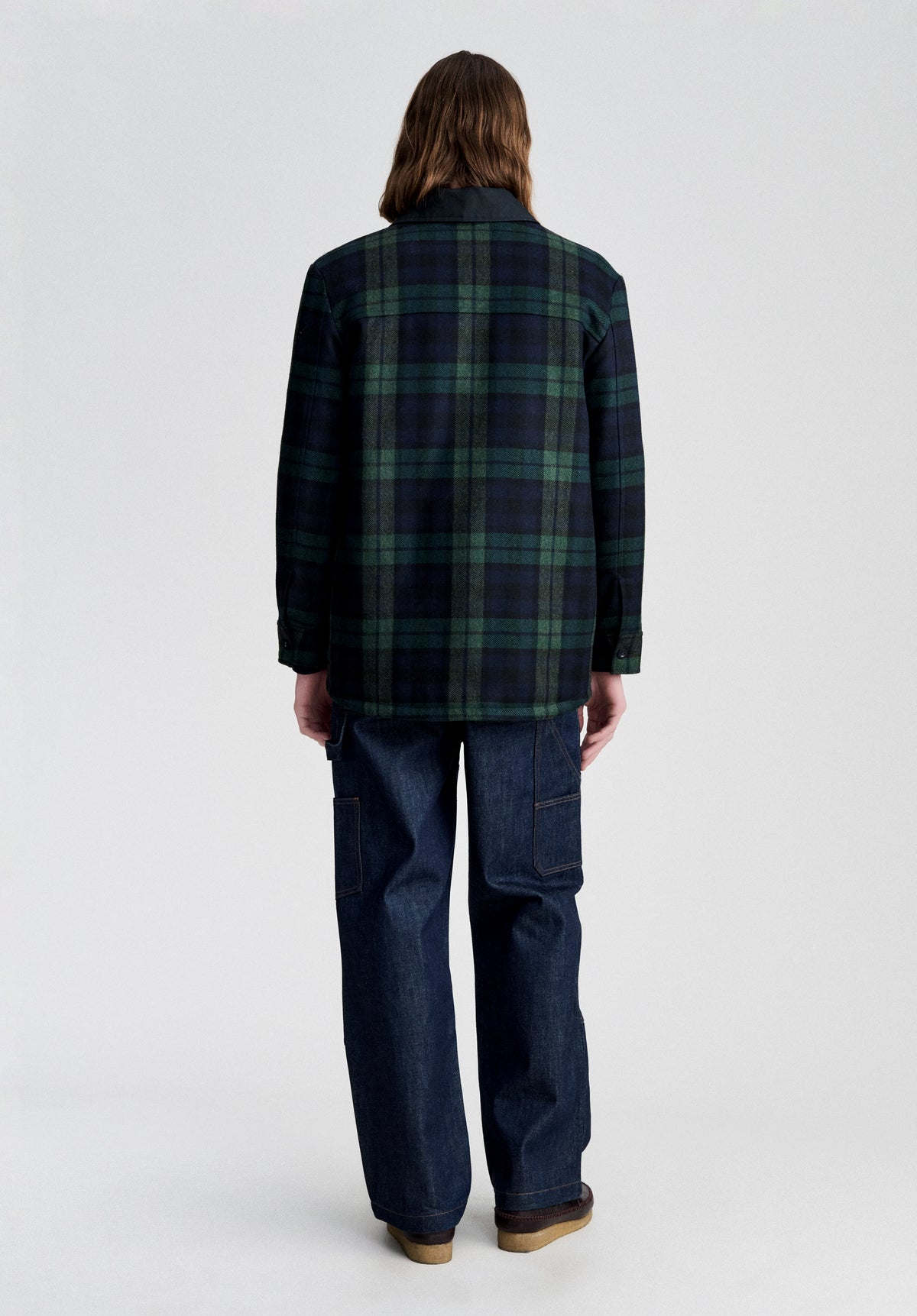 Navy blue checked overshirt jacket