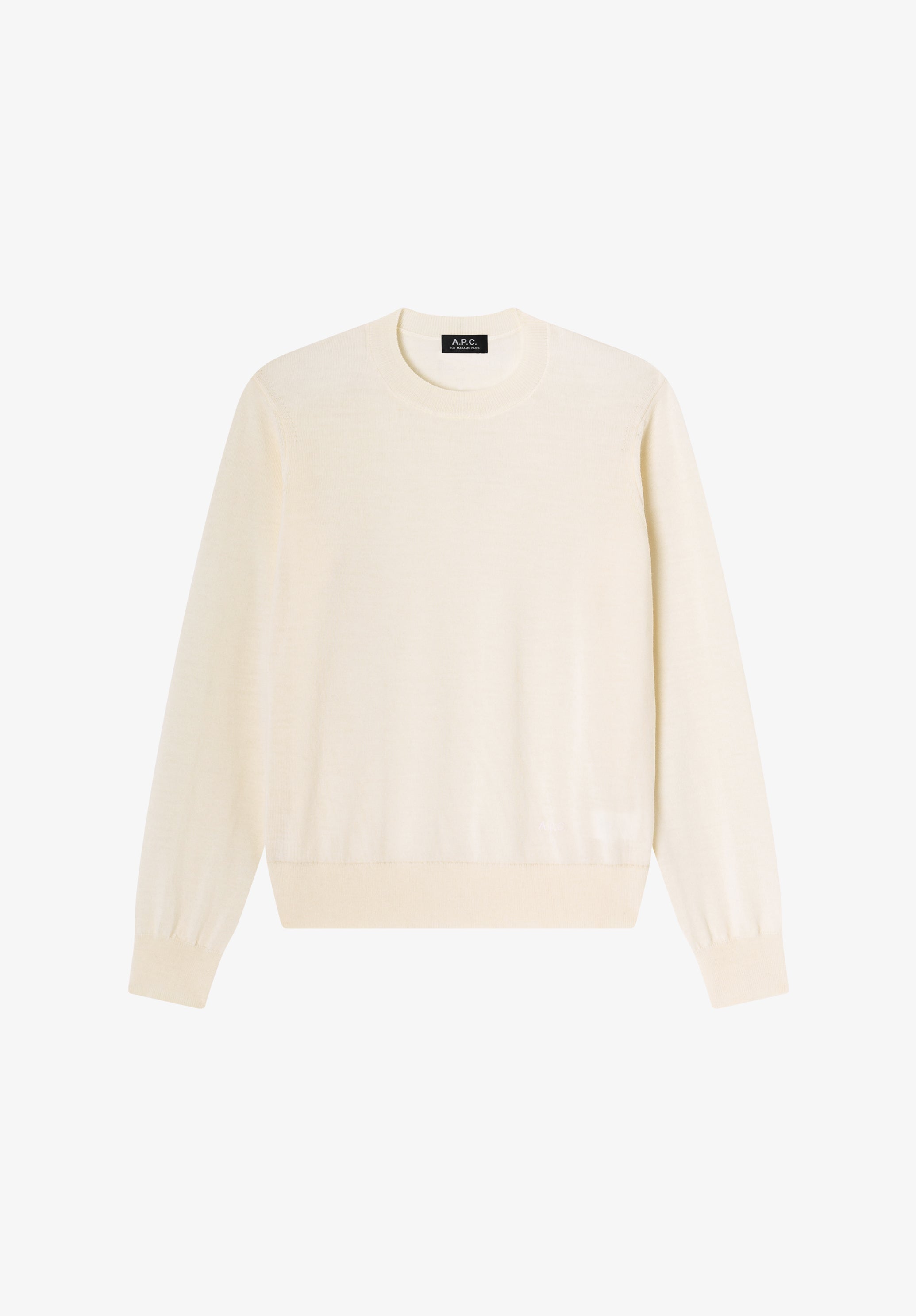 Fitted ecru merino wool sweater - 0