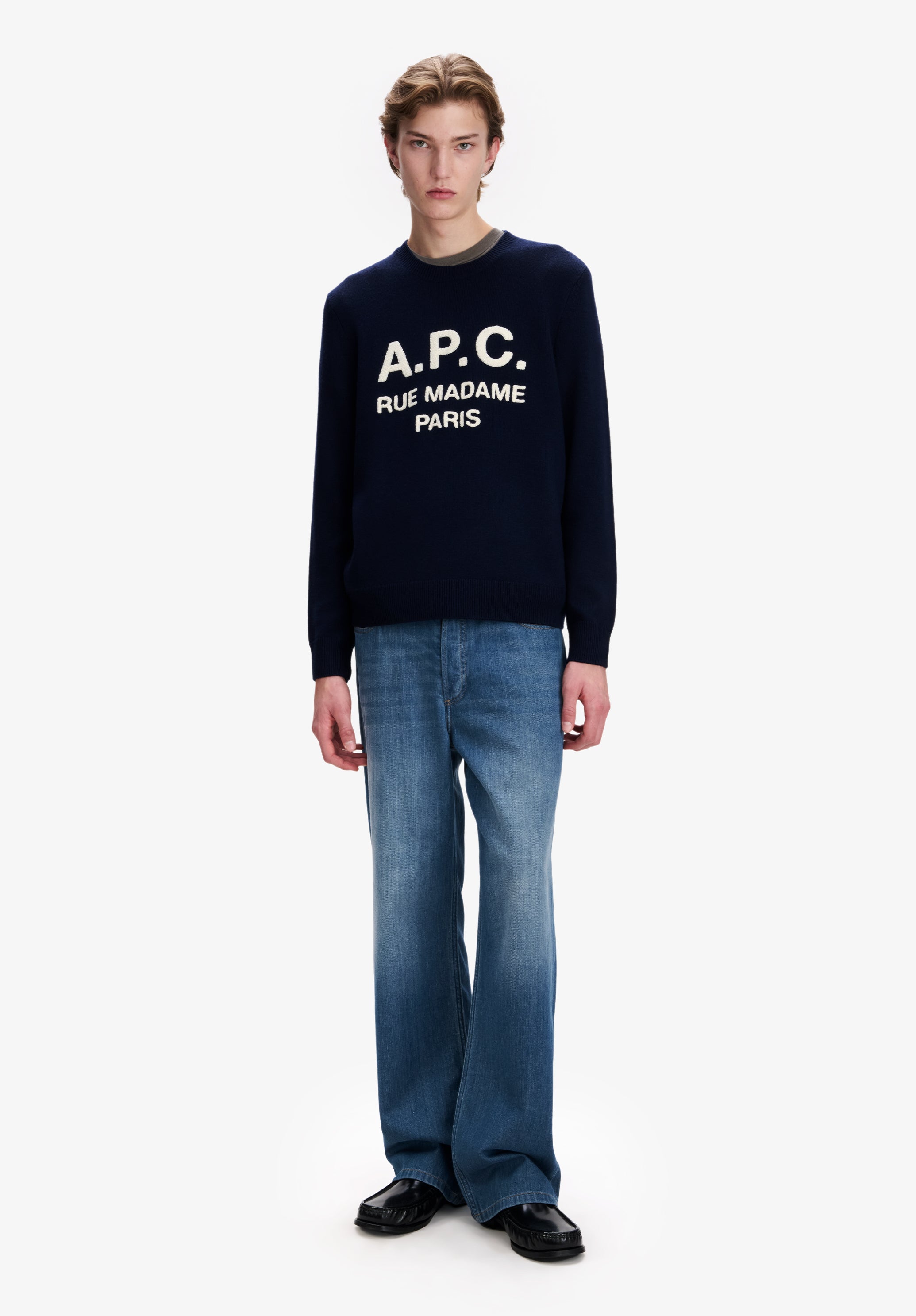 Navy blue sweater with A.P.C. logo - 1