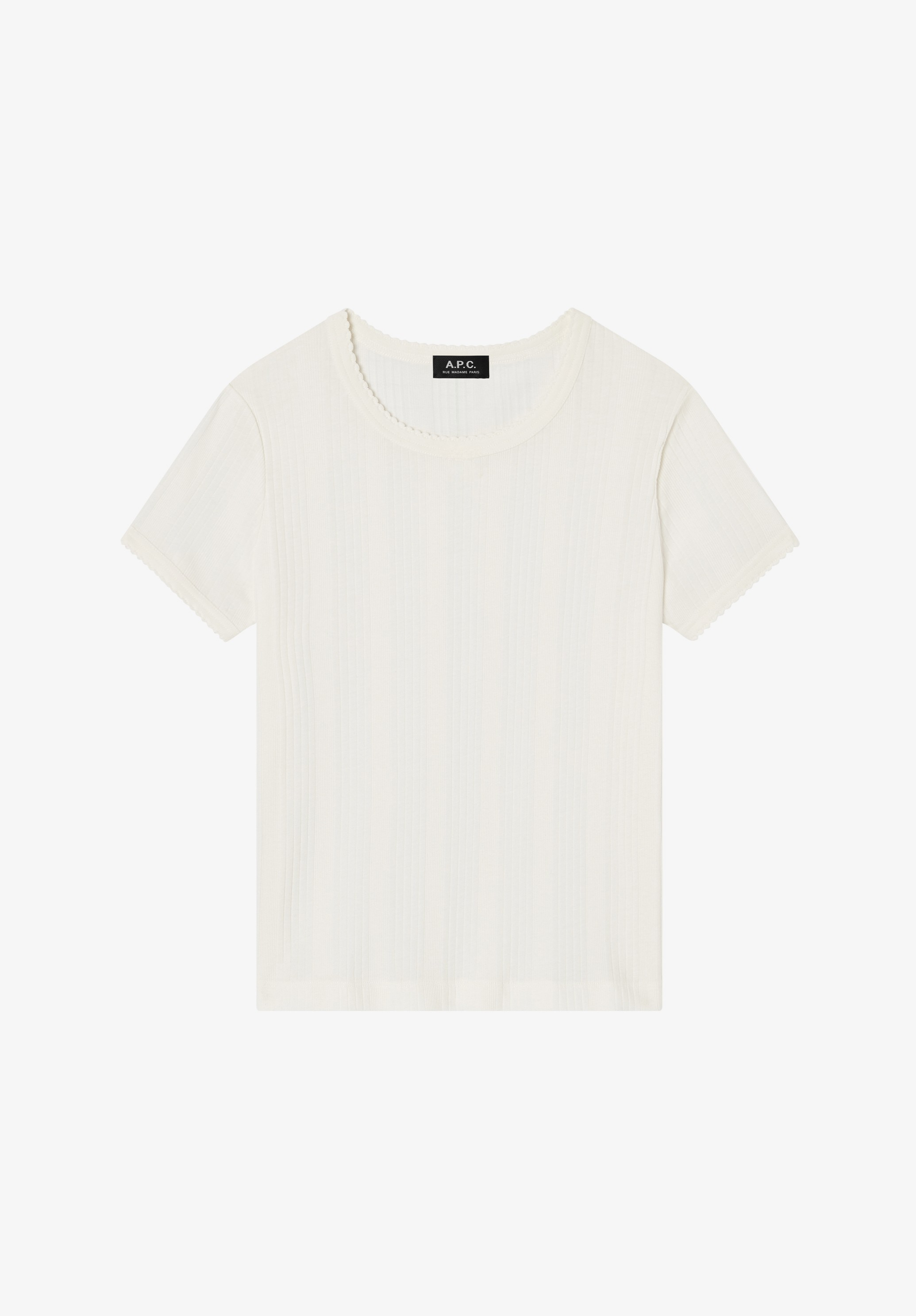 T-shirt blanc à côtes en coton bio.