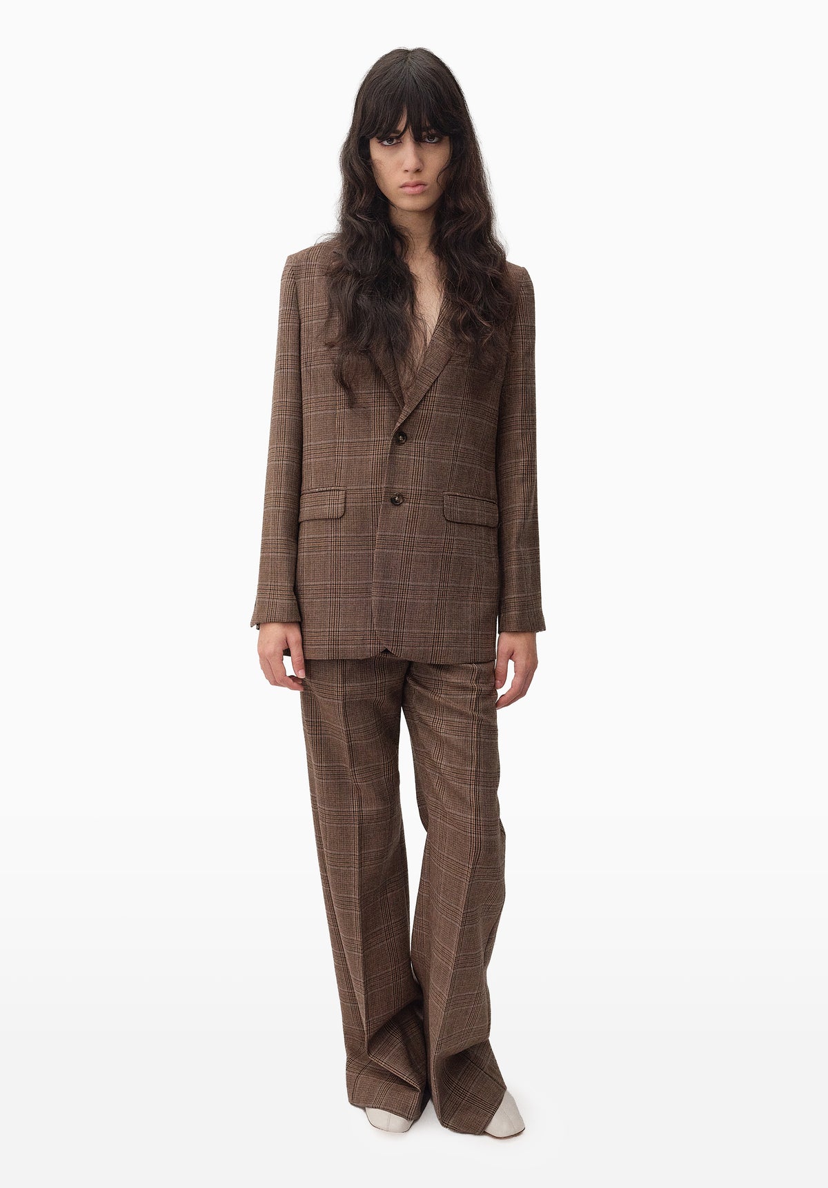 Brown check wool jacket