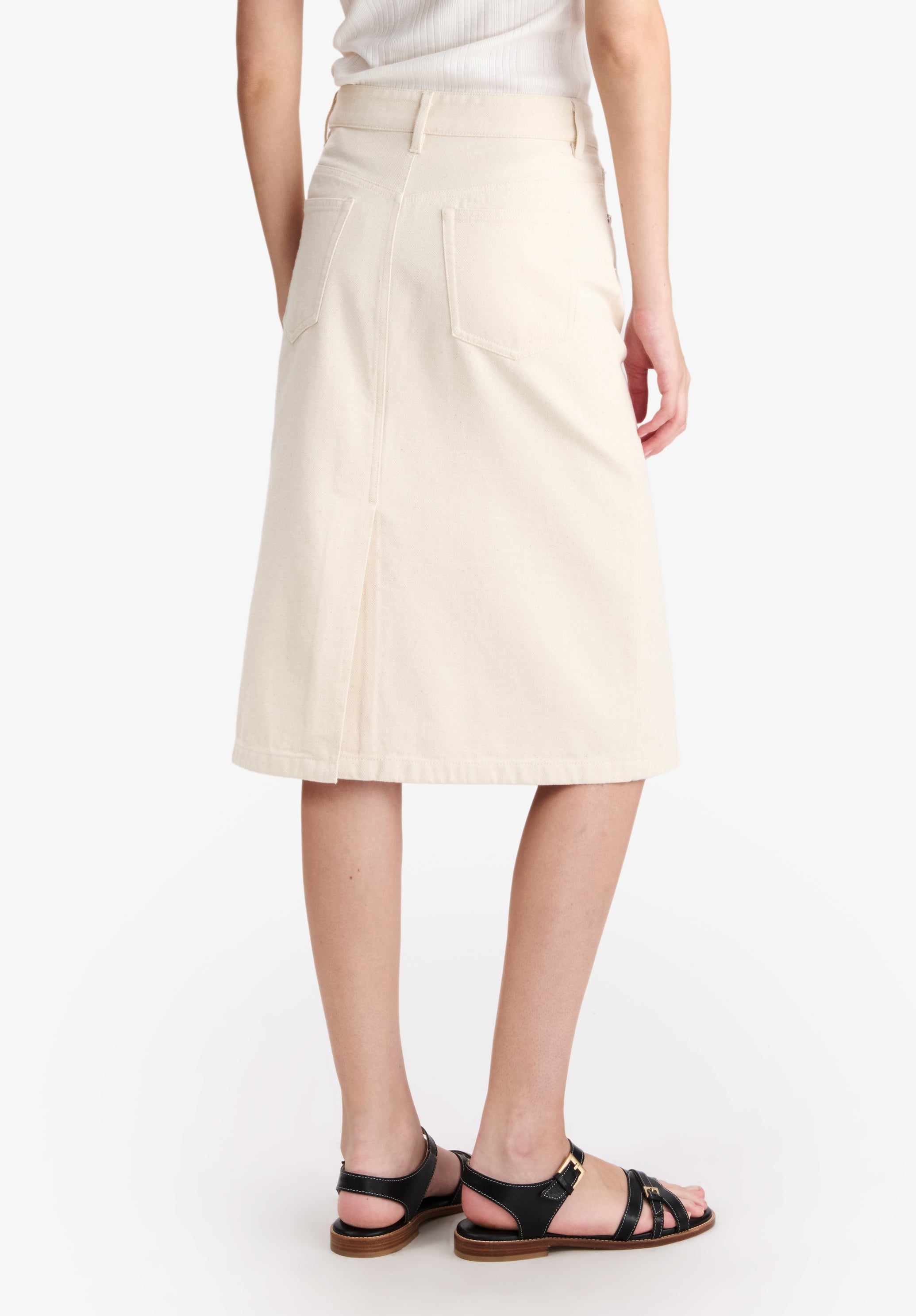 Off-white denim split skirt