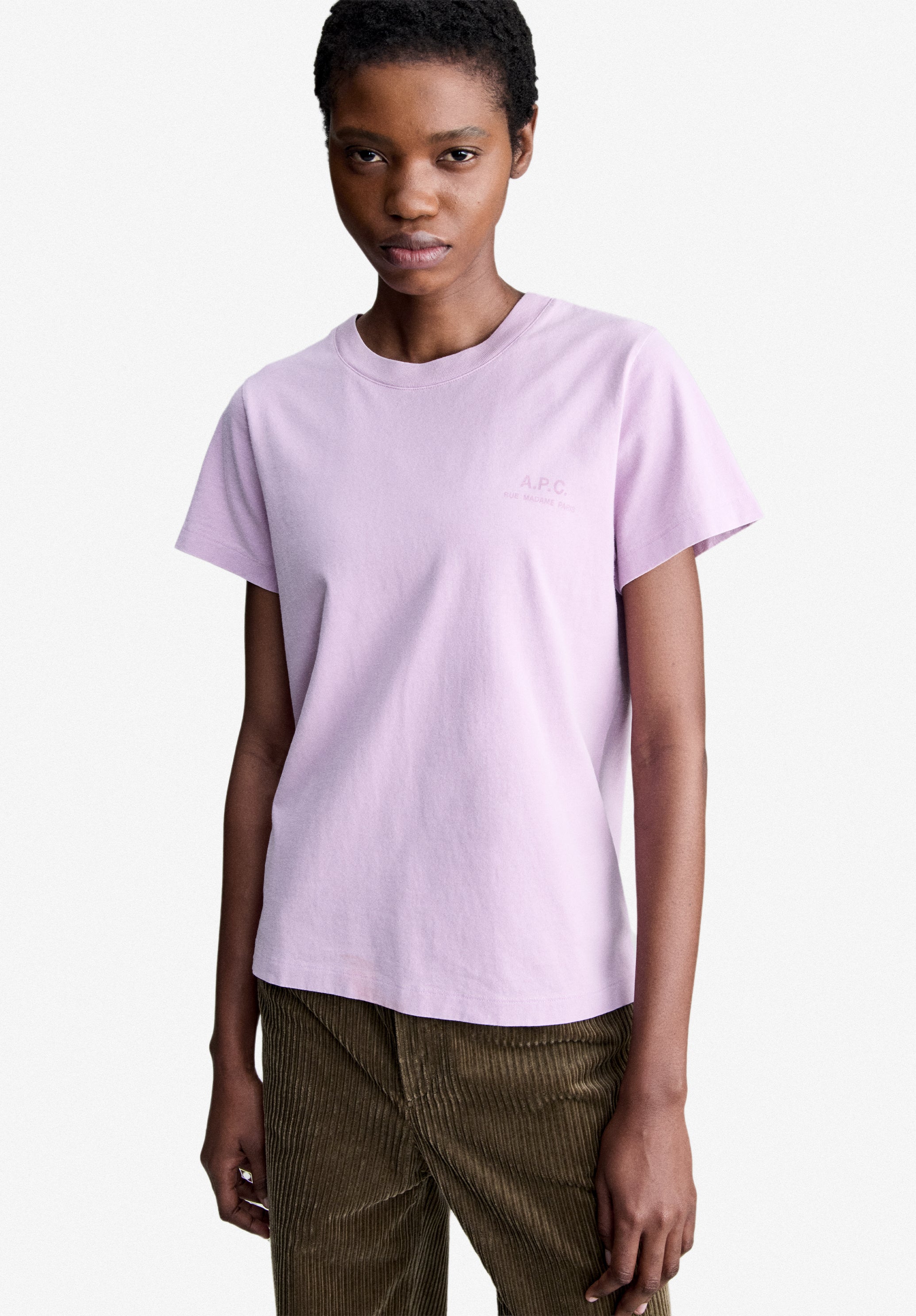 Pale pink T-shirt with A.P.C. Rue Madame logo | A.P.C.