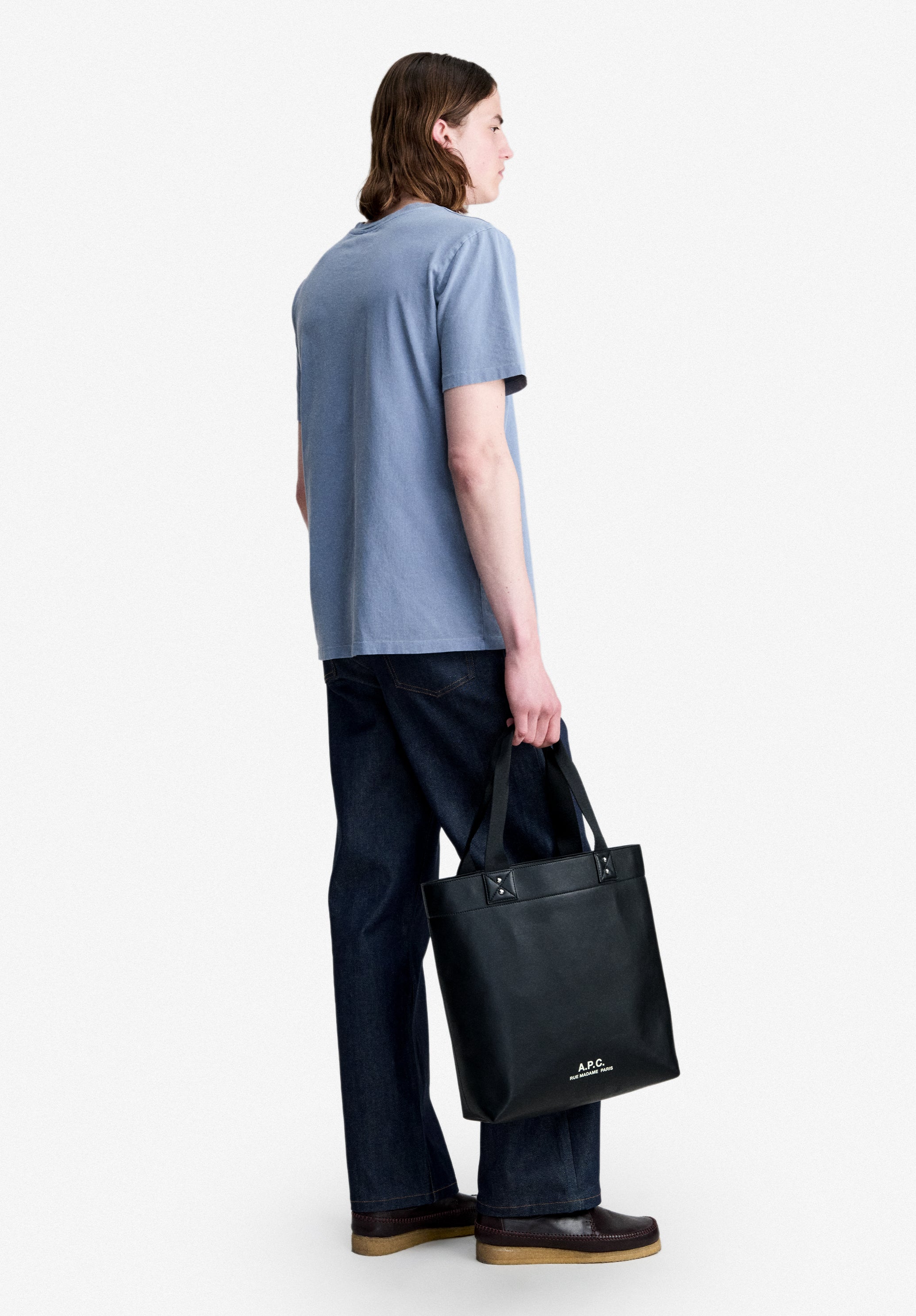 Grey-blue T-shirt with A.P.C. Rue Madame logo - 2