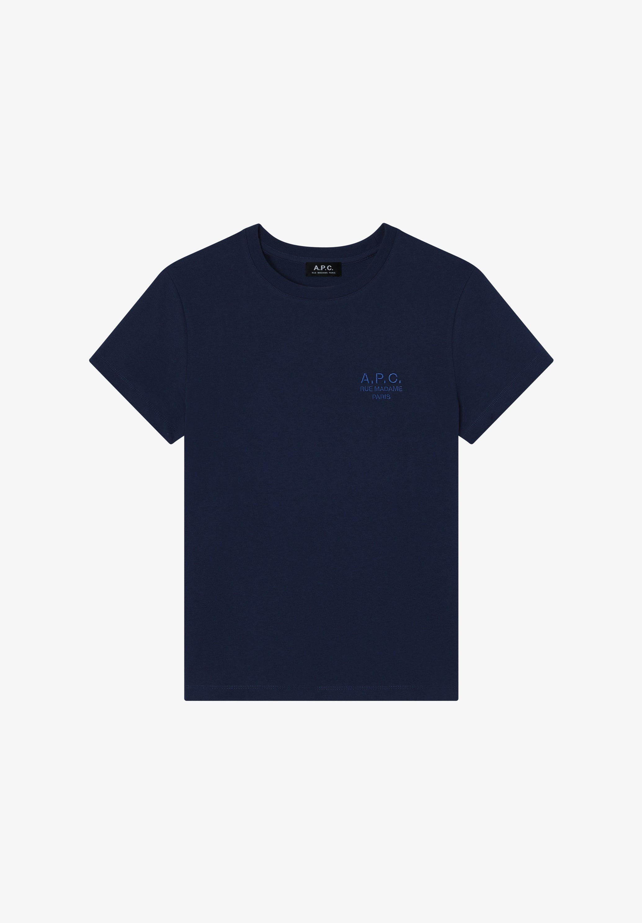 Navy blue t-shirt with A.P.C. Rue Madame logo - 0