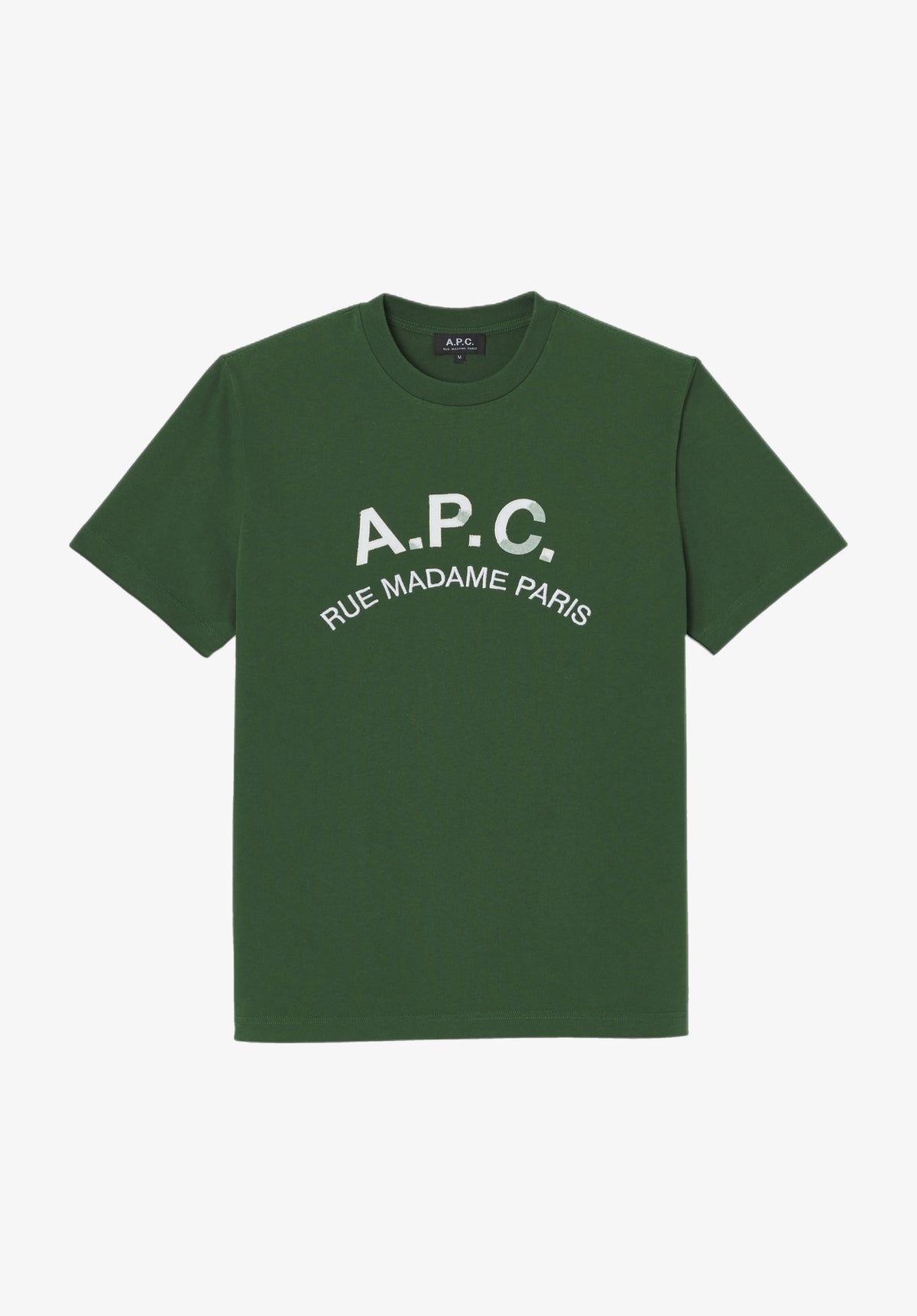 Dunkelgrünes T-Shirt mit A.P.C.-Logo im Vintage-Look