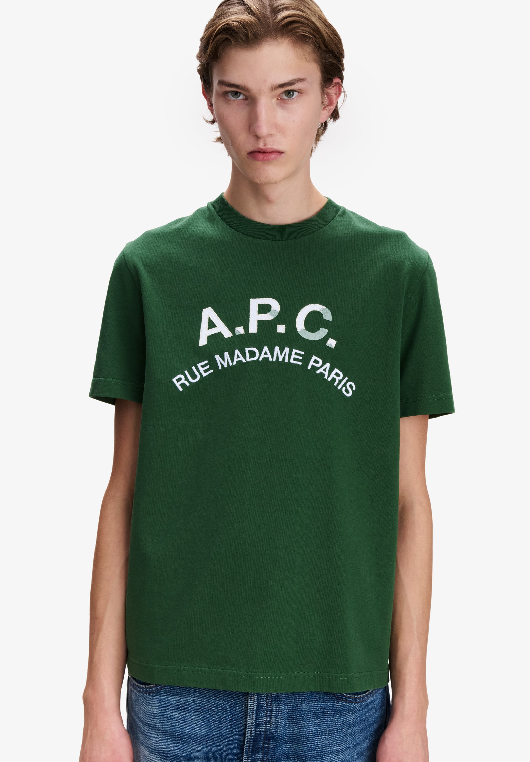 Dark green t-shirt with vintage-effect A.P.C. logo | A.P.C.