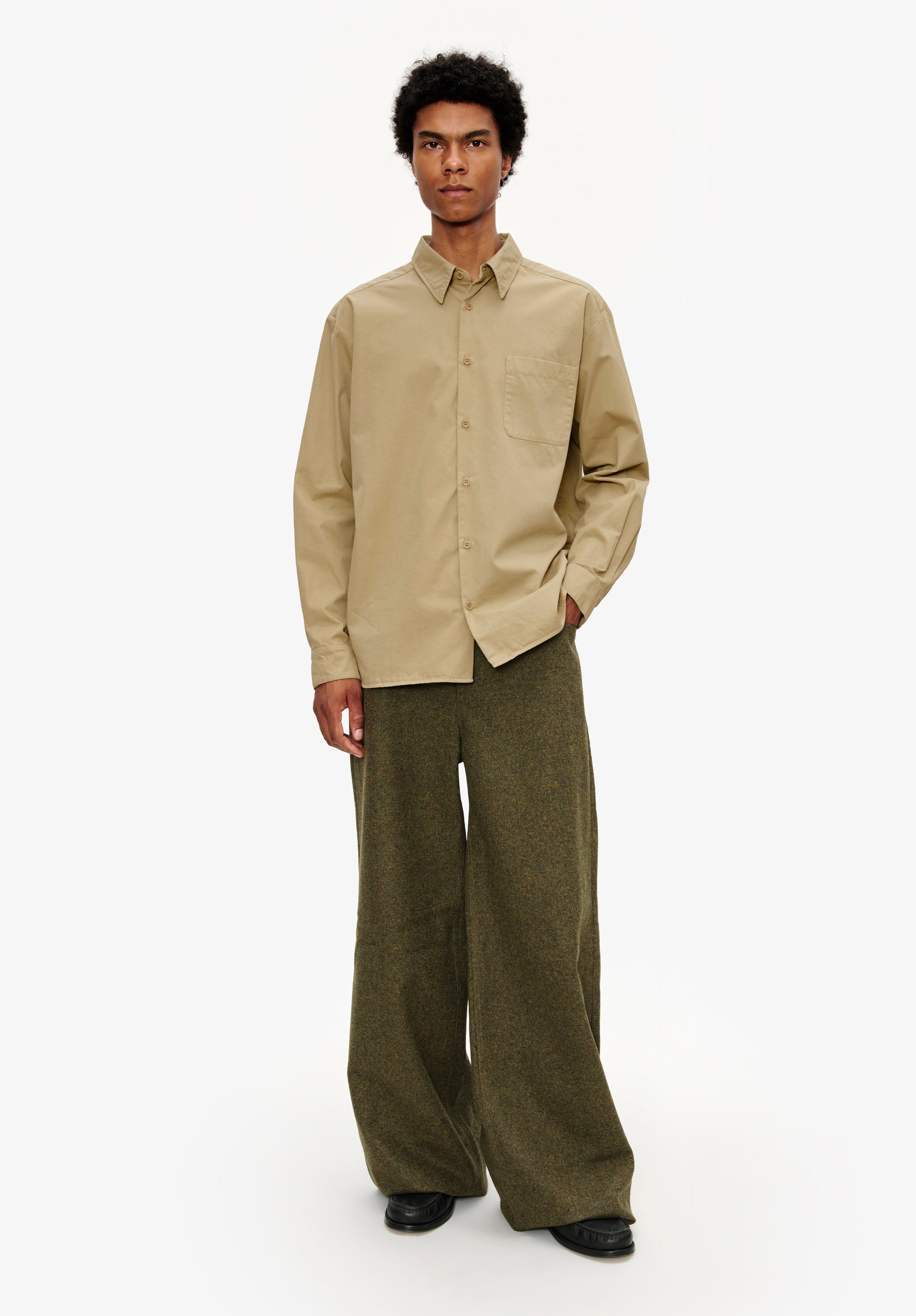Loose-fit gabardine shirt - 1