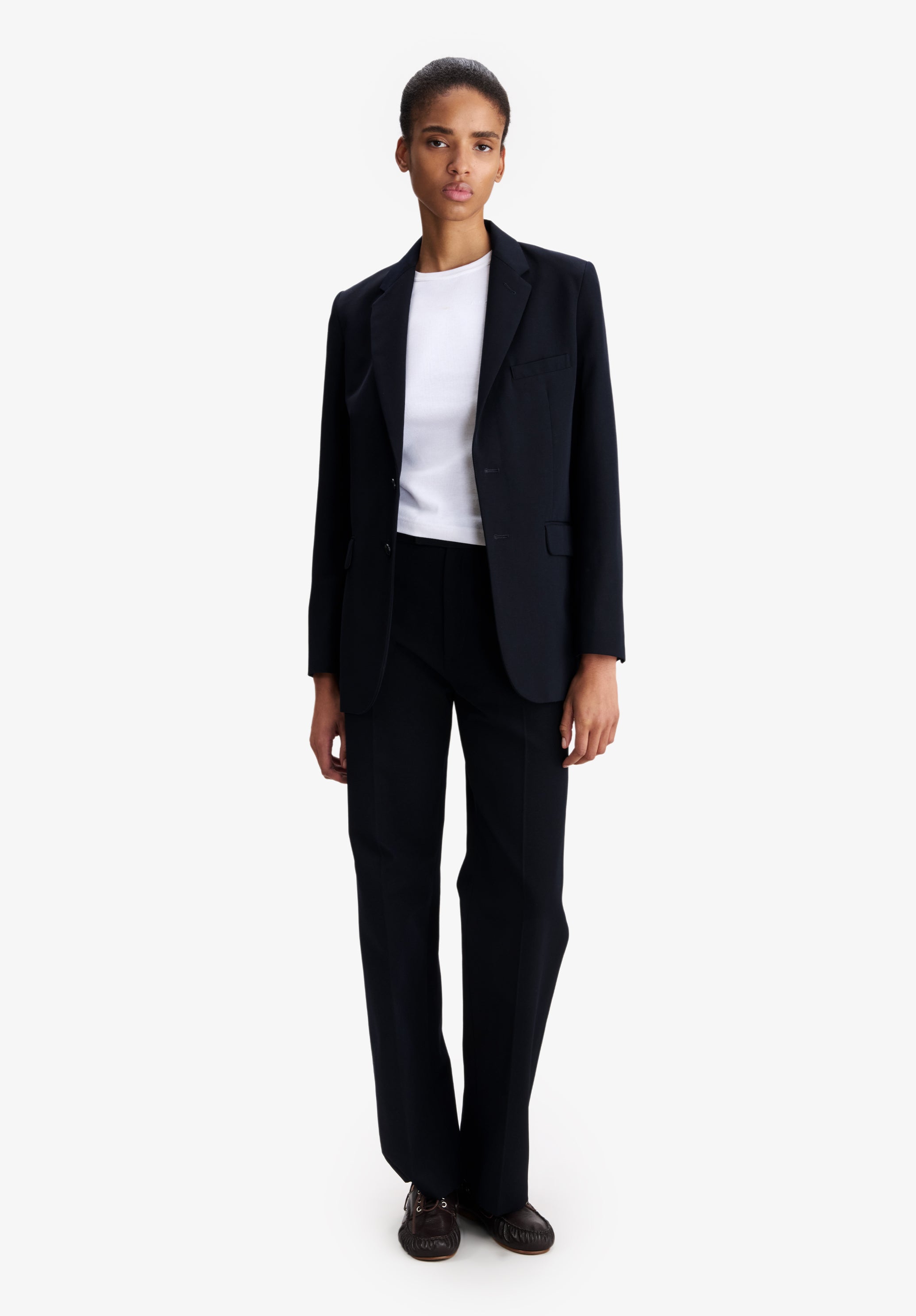 Navy blue tailored trousers - 1