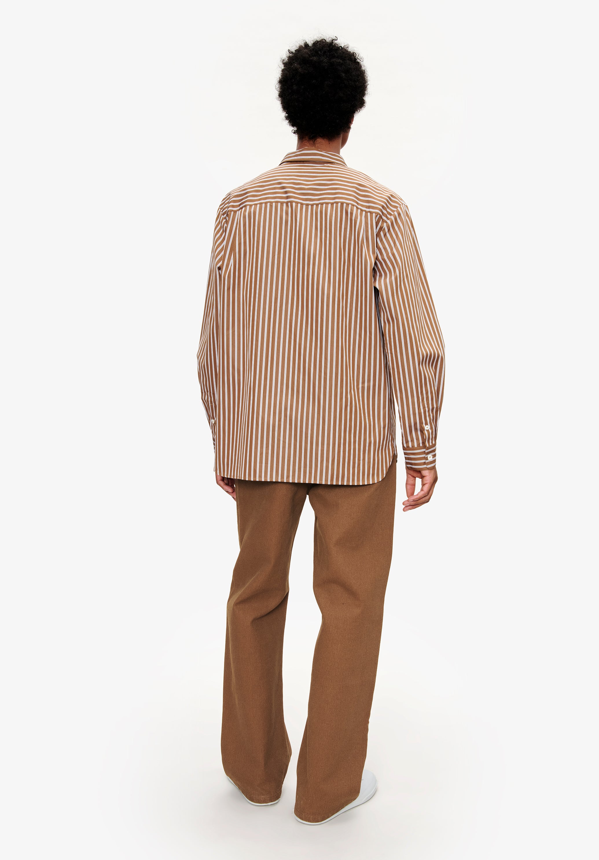Loose-fit chestnut brown striped shirt - 3