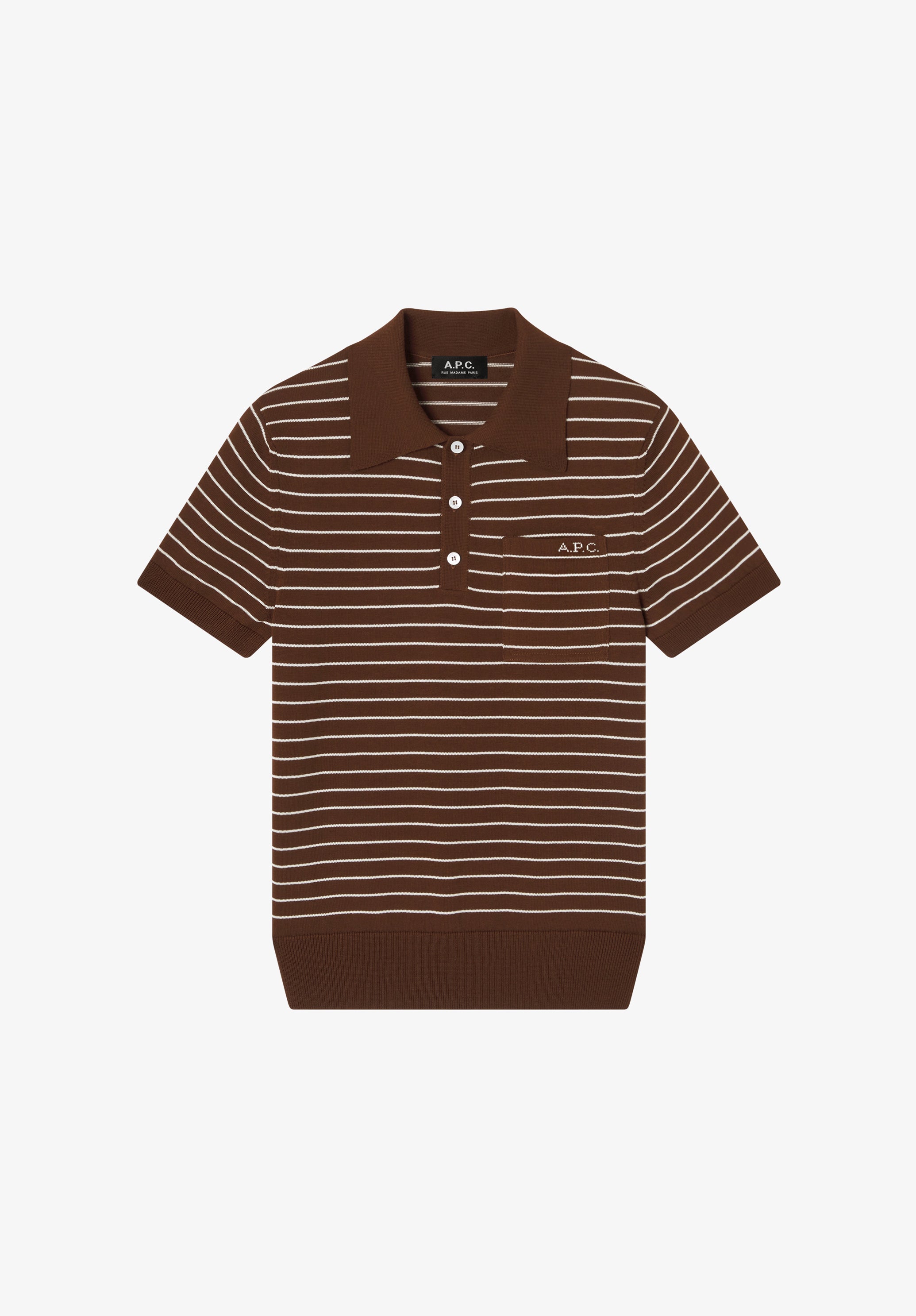 Fitted striped brown polo - 0