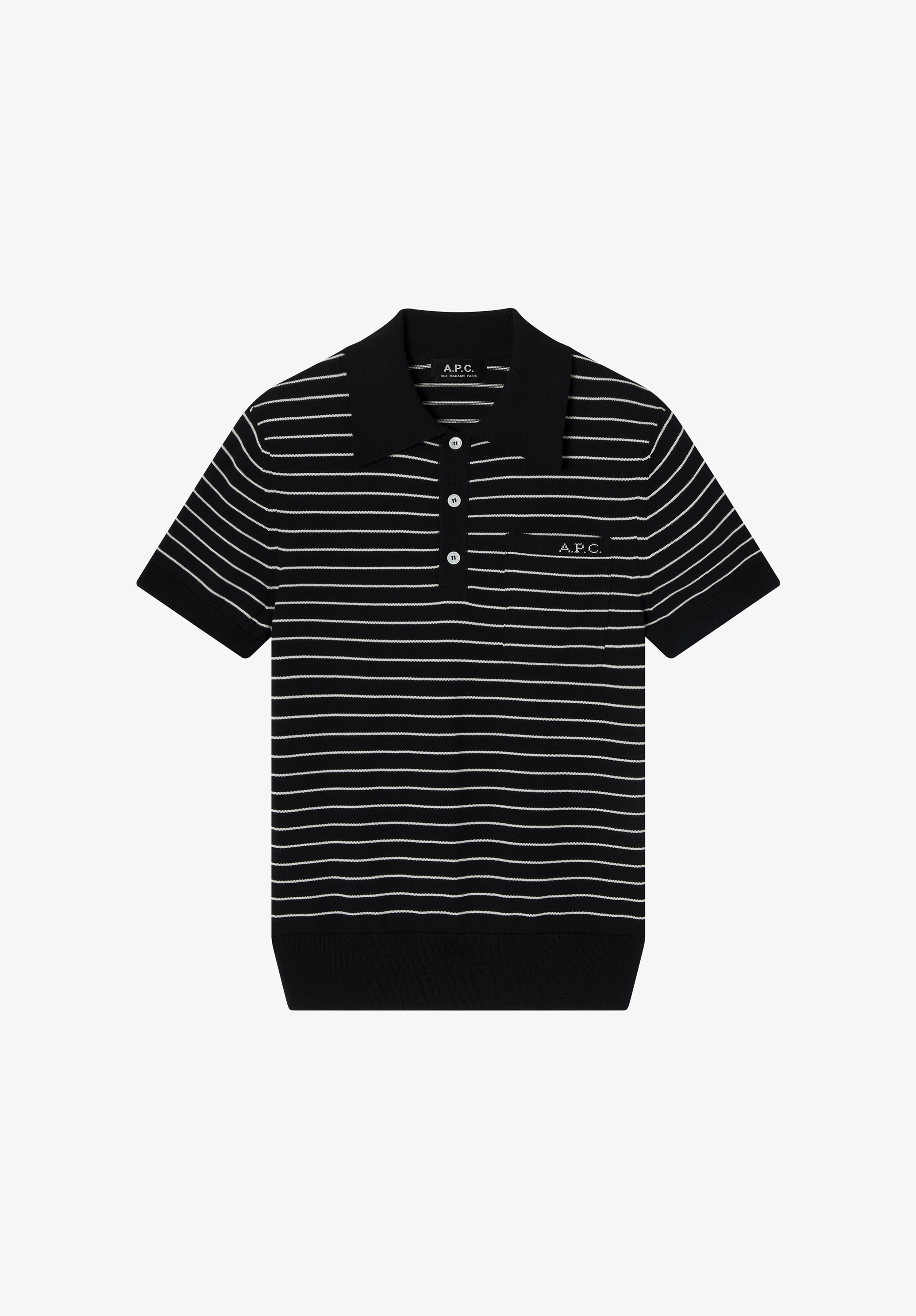 Fitted striped black polo - 0