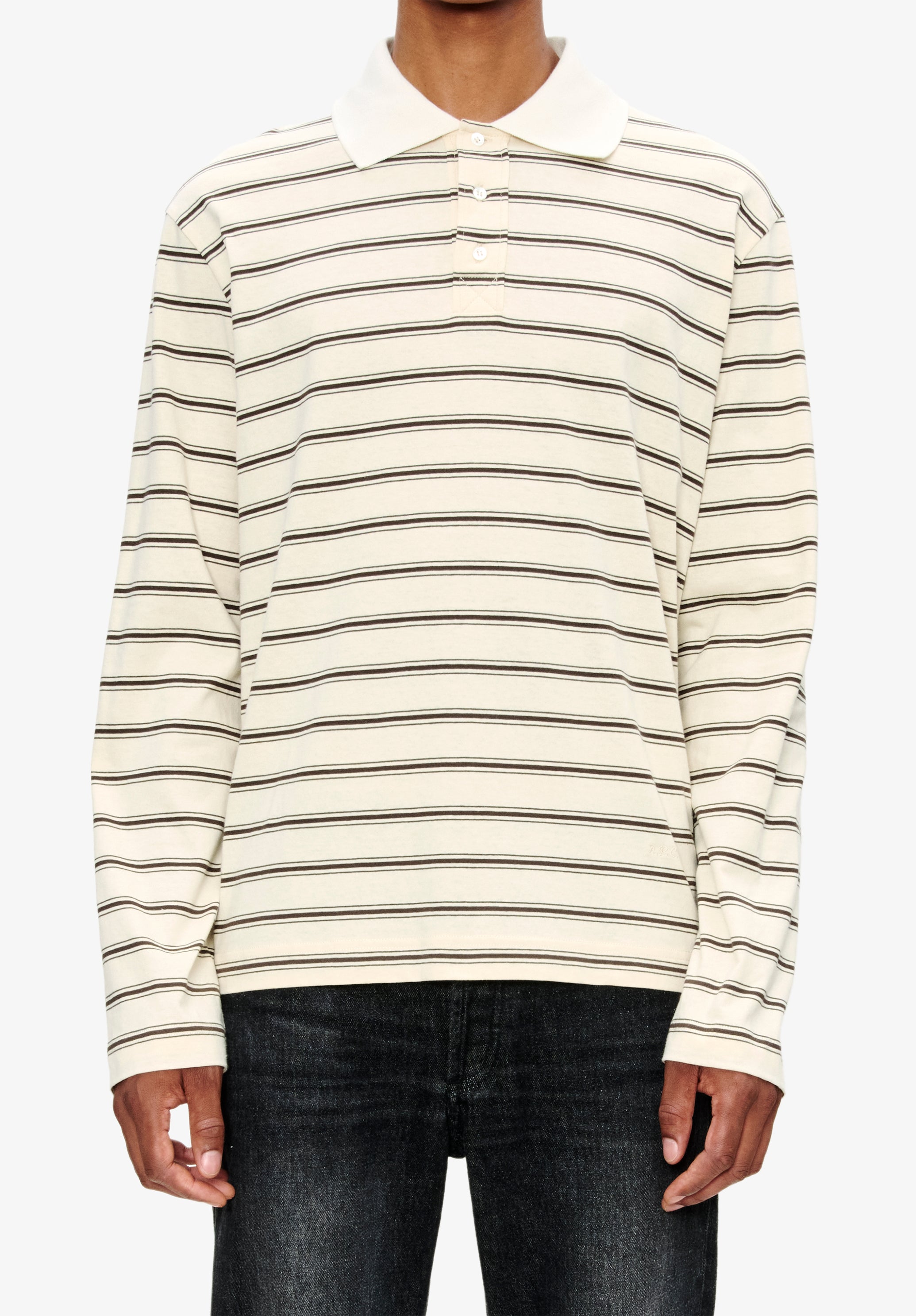 Long-sleeve striped polo shirt - 4
