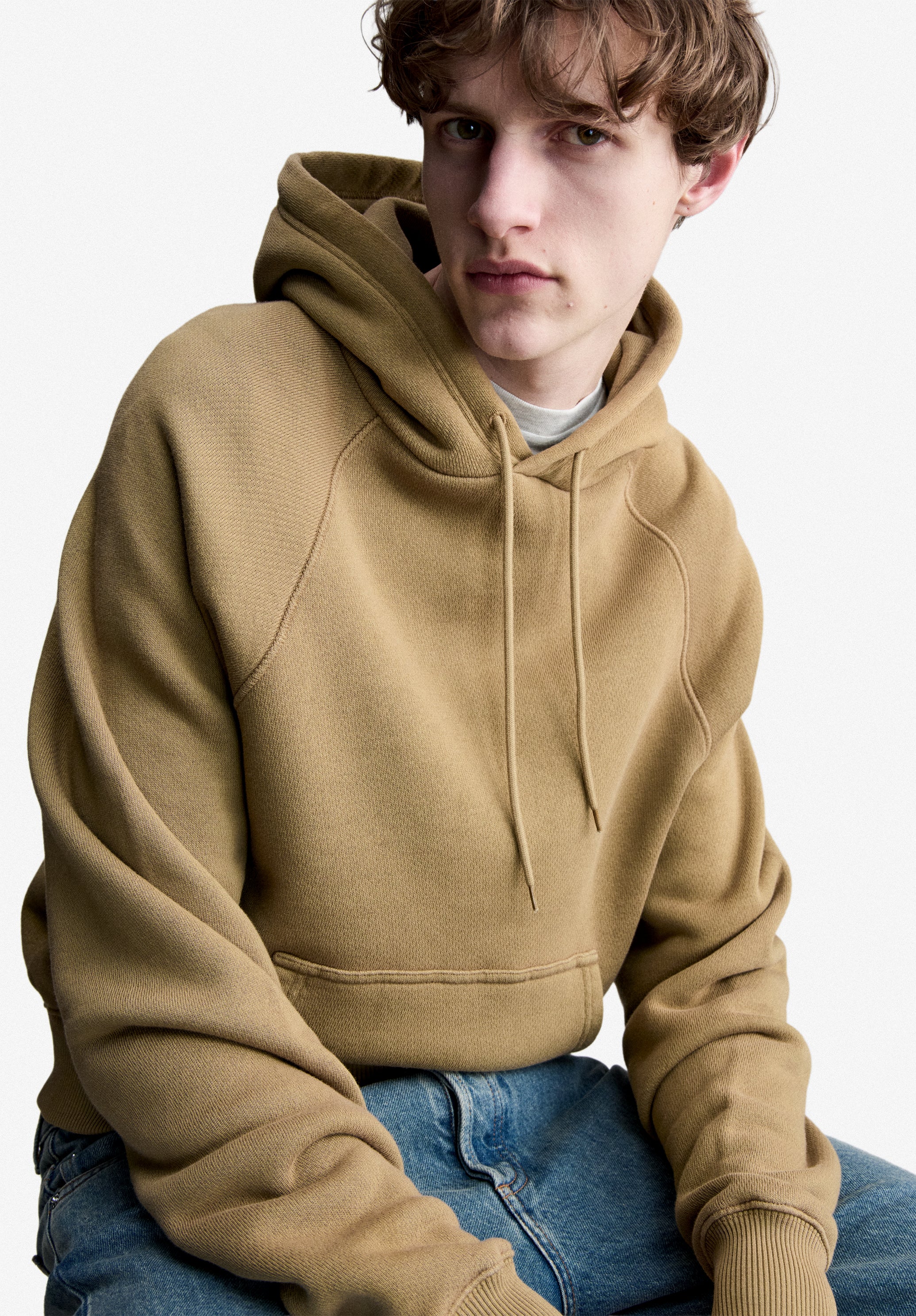 Taupe hoodie with raglan sleeves - 3