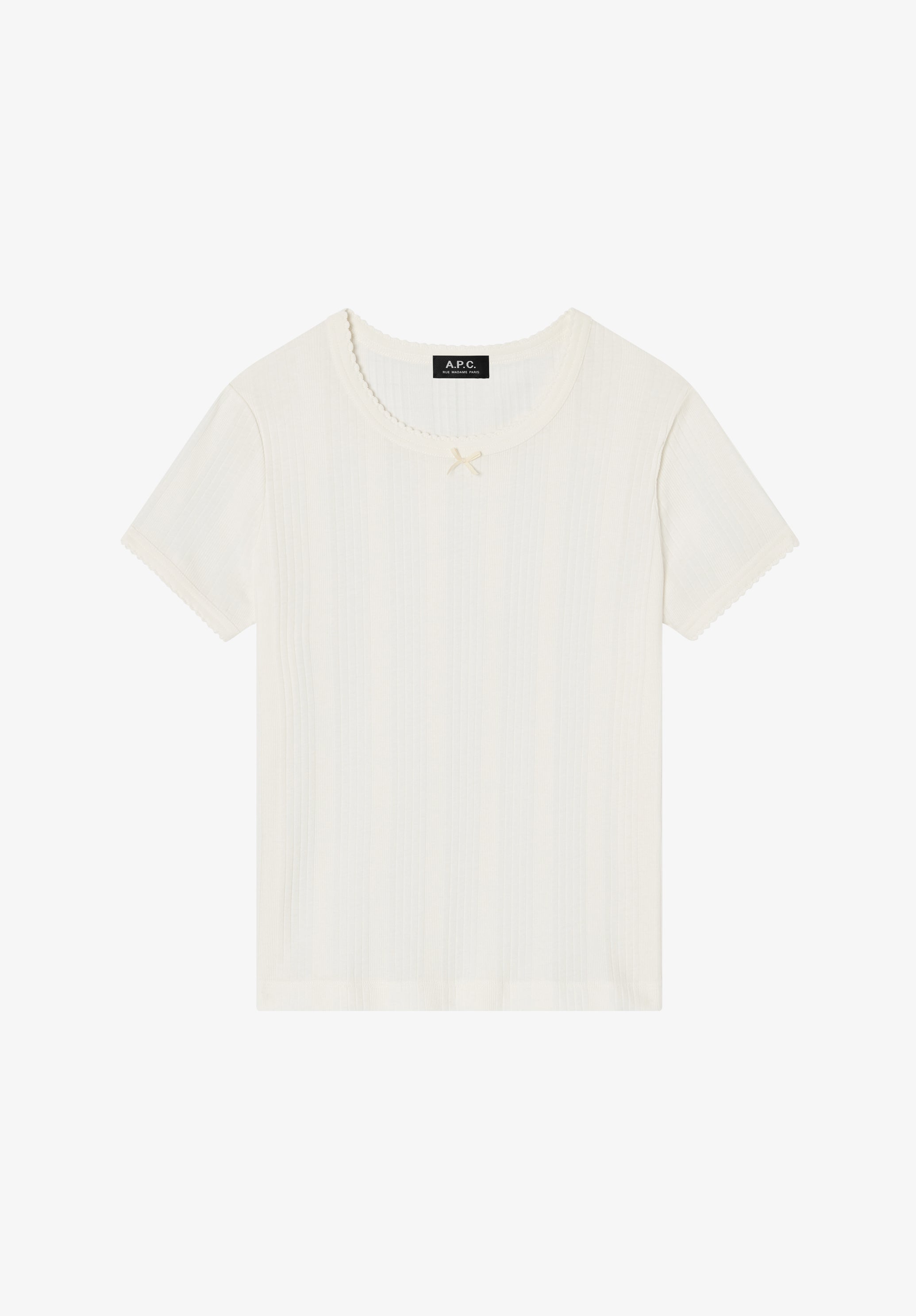 Ribbed white organic cotton t-shirt. - 0