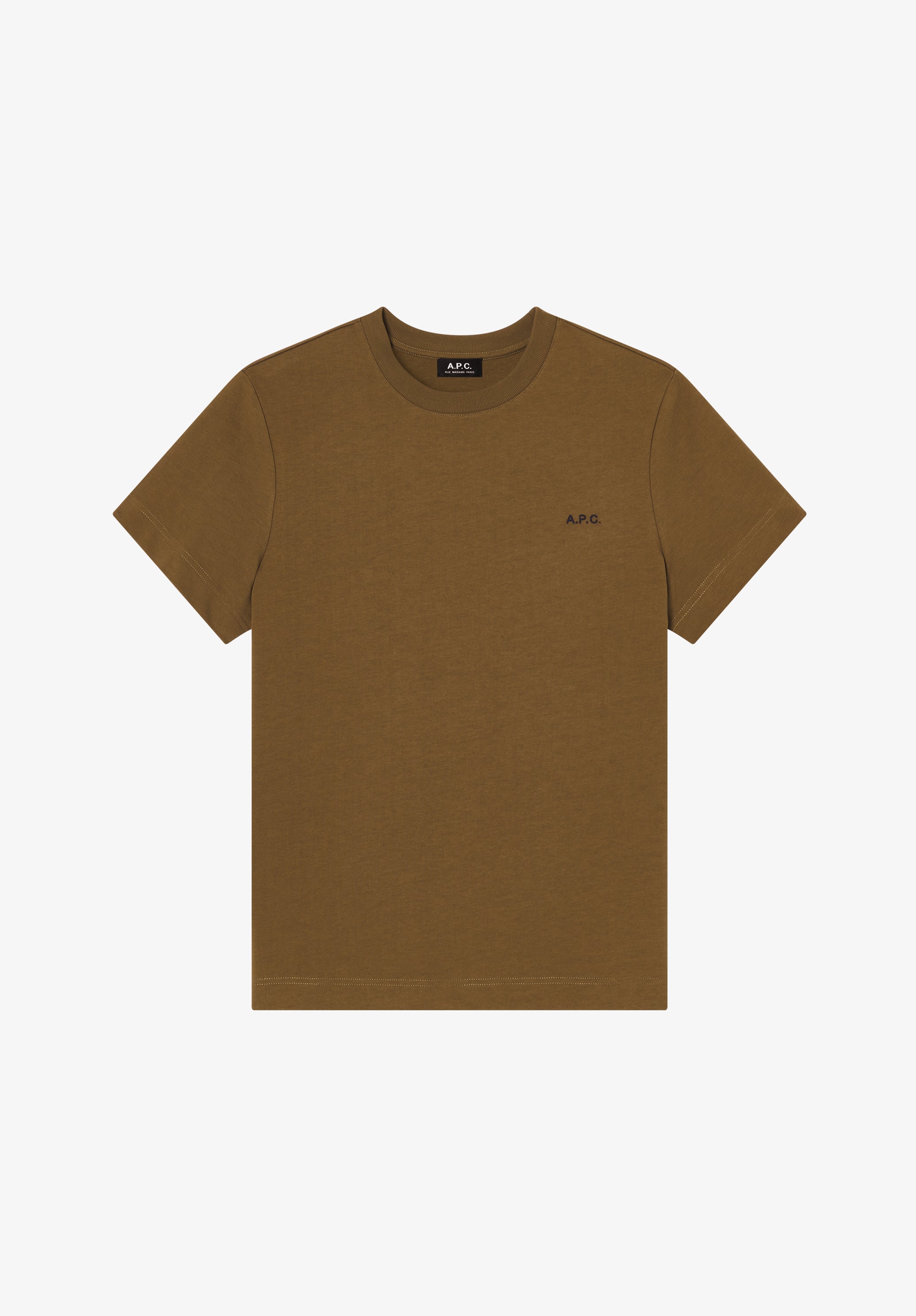 Khaki t-shirt with small A.P.C. logo - 0