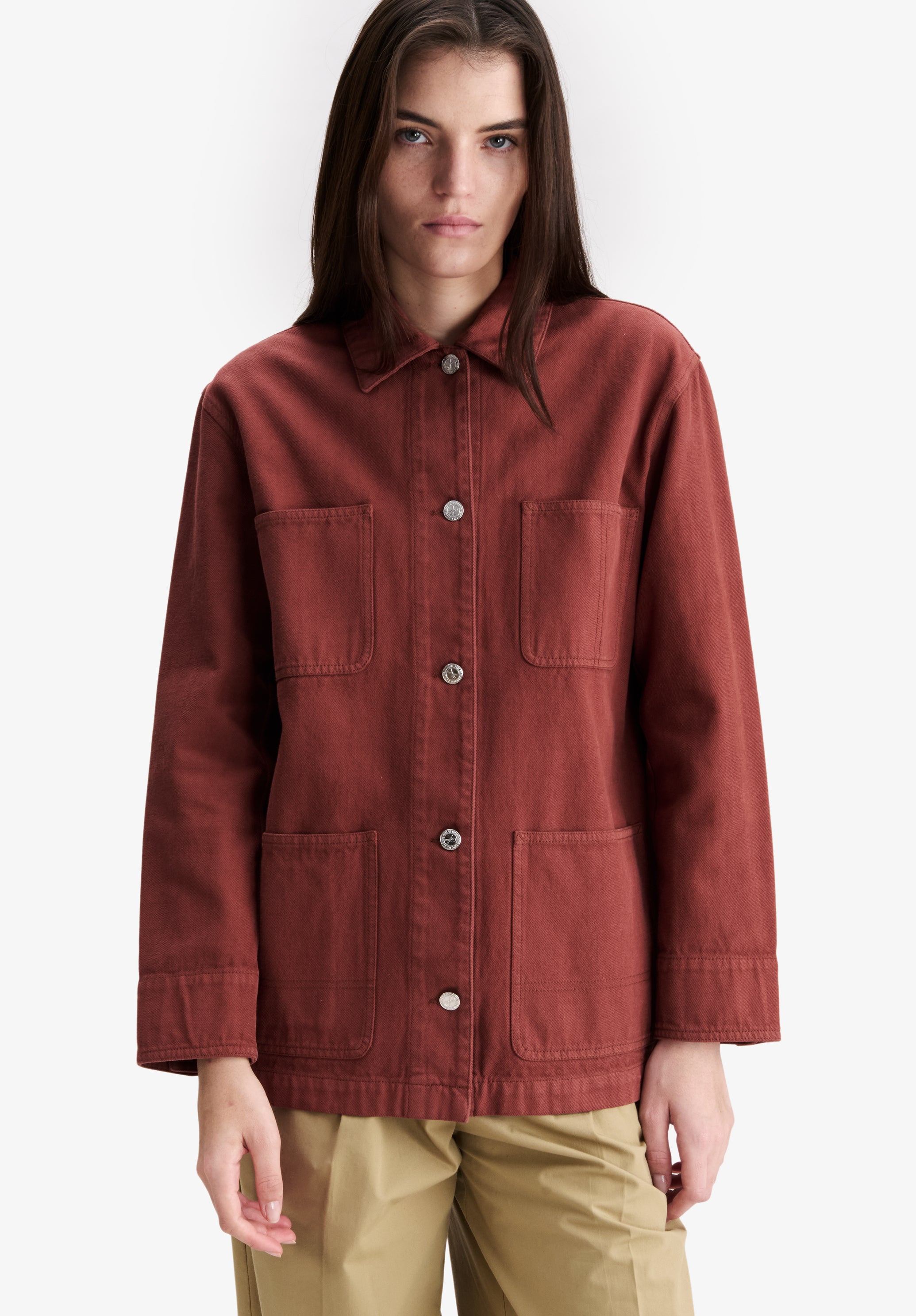 Burgundy recycled cotton workwear jacket - 3