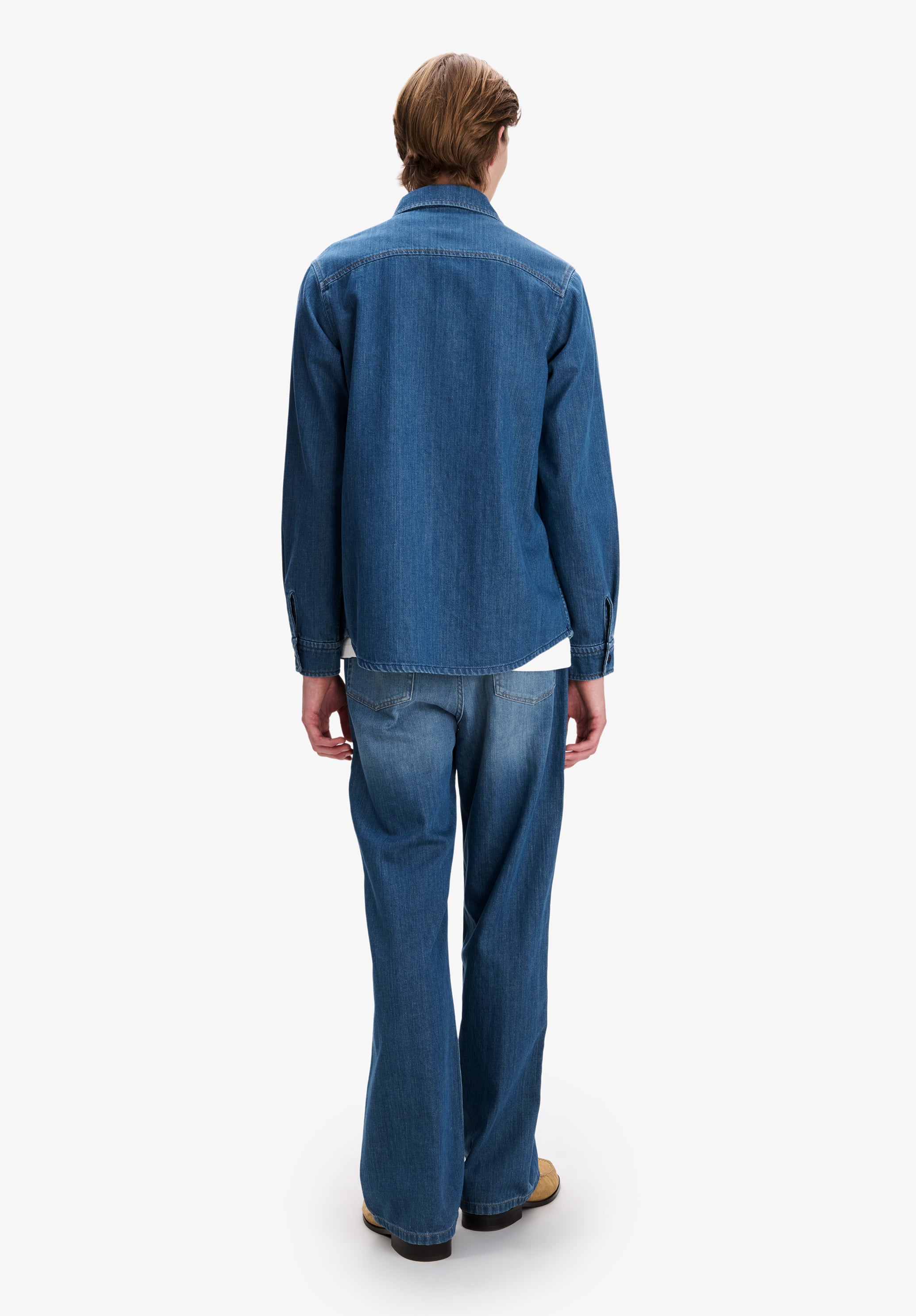 Faded denim overshirt with pockets - 2