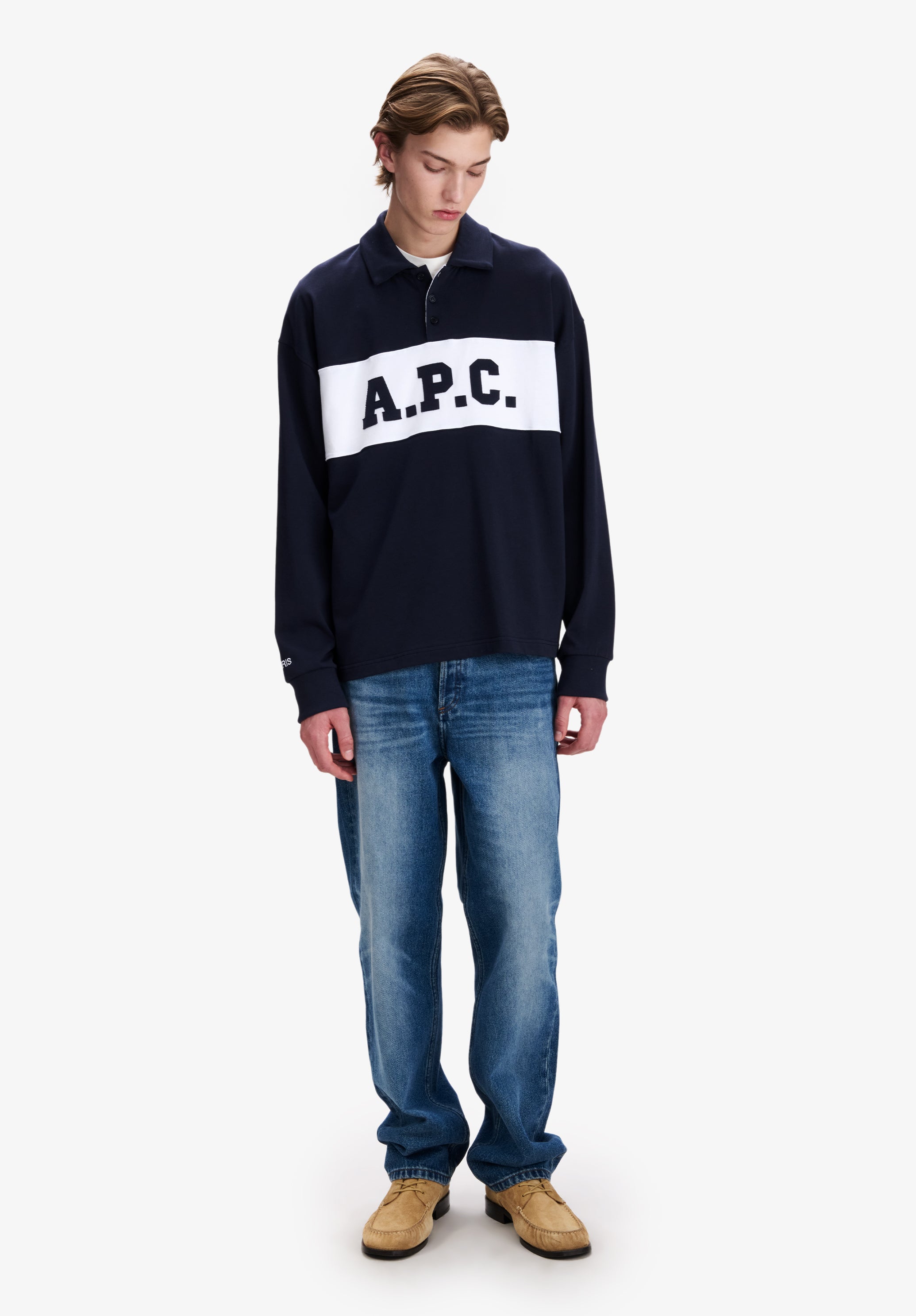 A.P.C. Logo Embroidered Long Sleeve T-shirt, Size L