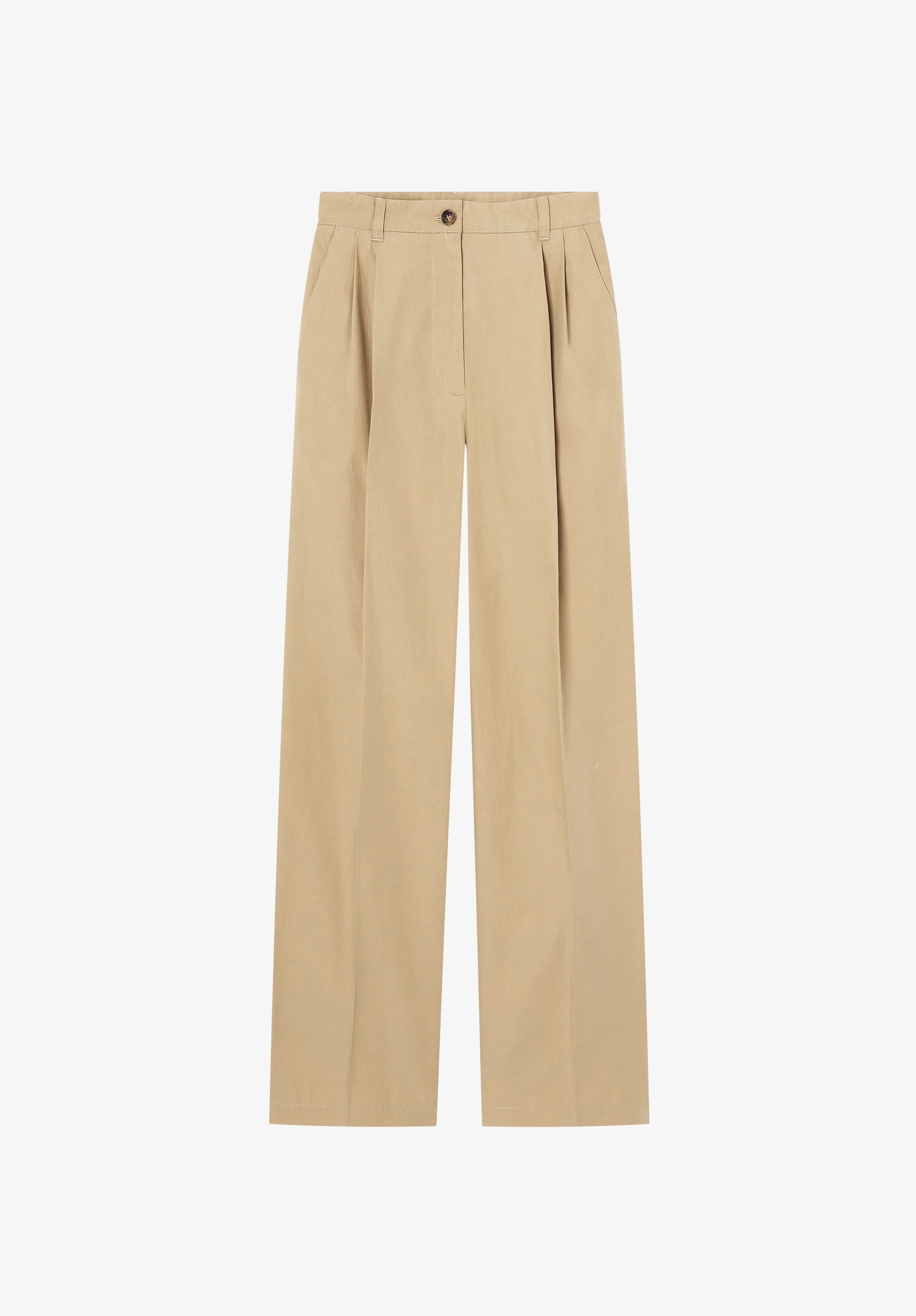 Loose beige organic cotton trousers - 0