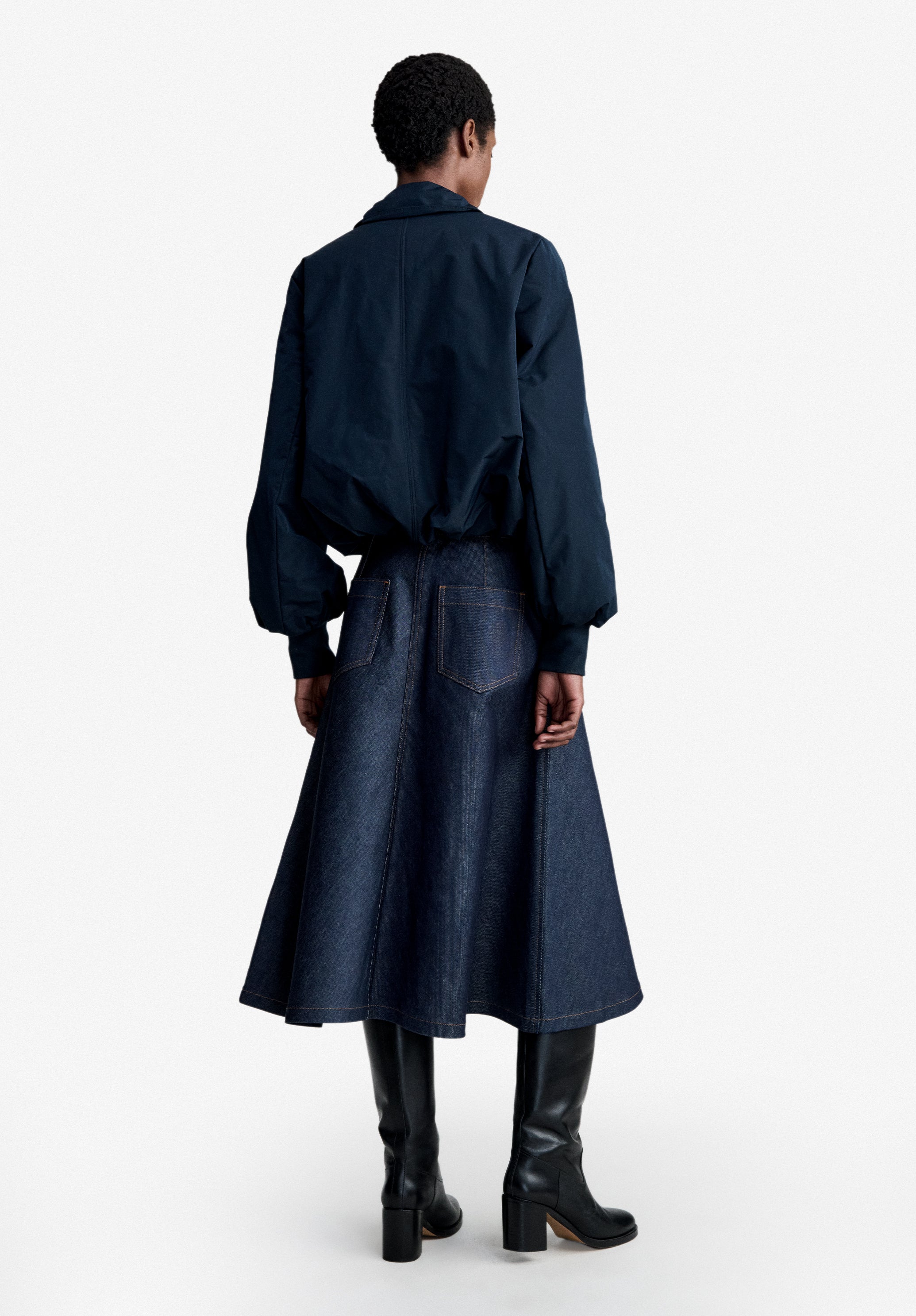 Navy blue taffeta bomber jacket - 2