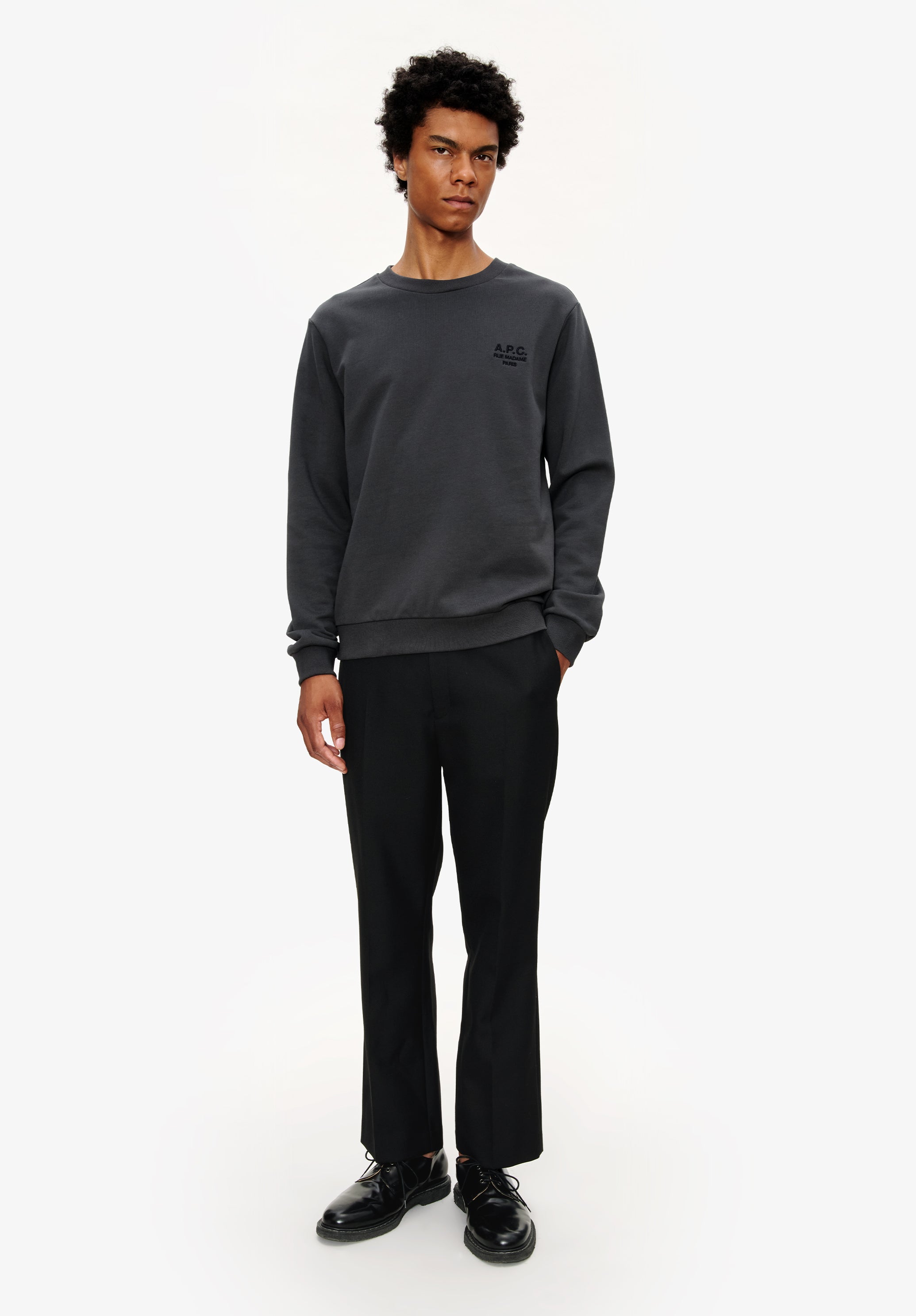パンツ A.P.C. Black Wool Wide Straight Slacks Straight, wide-leg trousers with permanent crease | A.P.C.