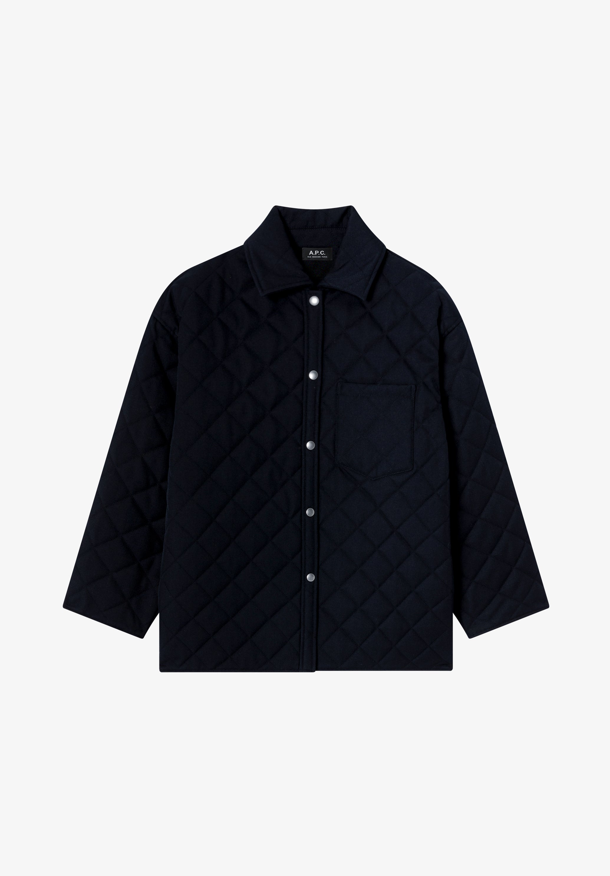 Navy blue quilted wool jacket | A.P.C.