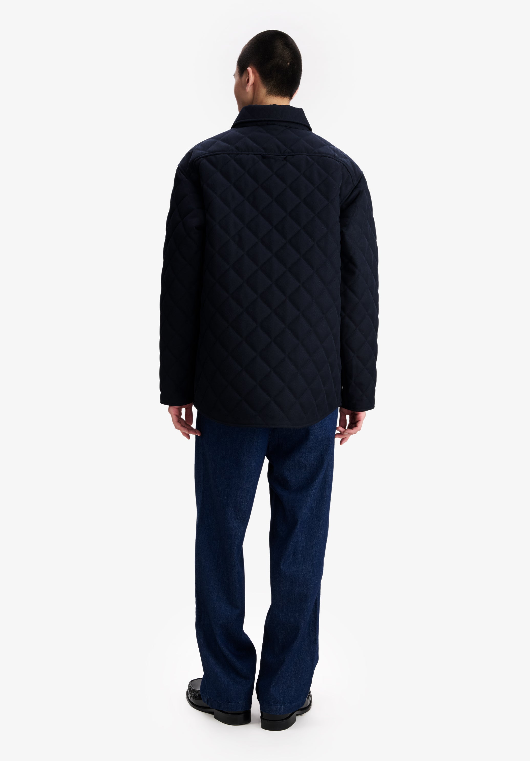 Navy blue quilted wool jacket | A.P.C.