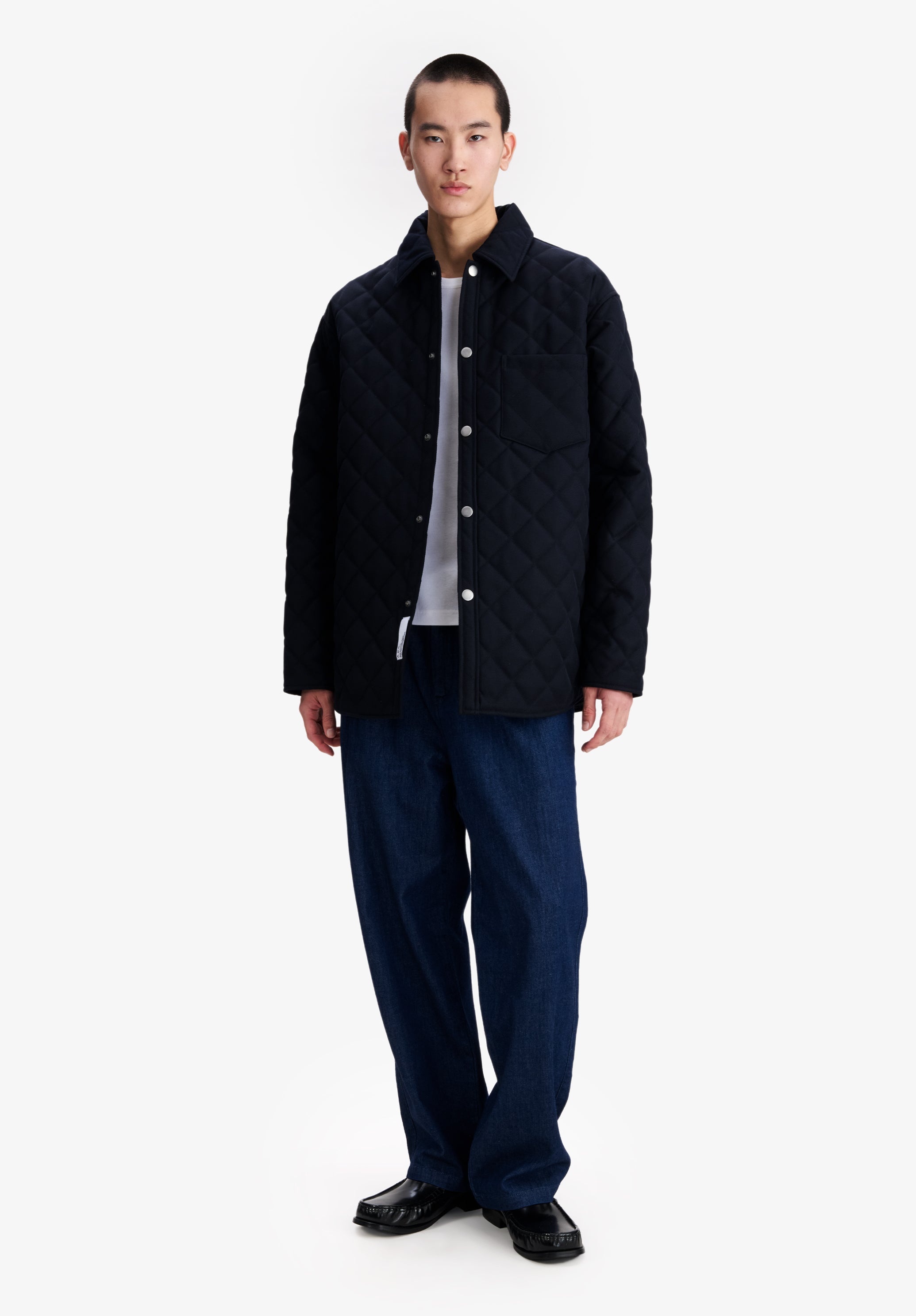 A.P.C. スタジャン　34 XS ネイビー Navy blue quilted wool jacket | A.P.C.