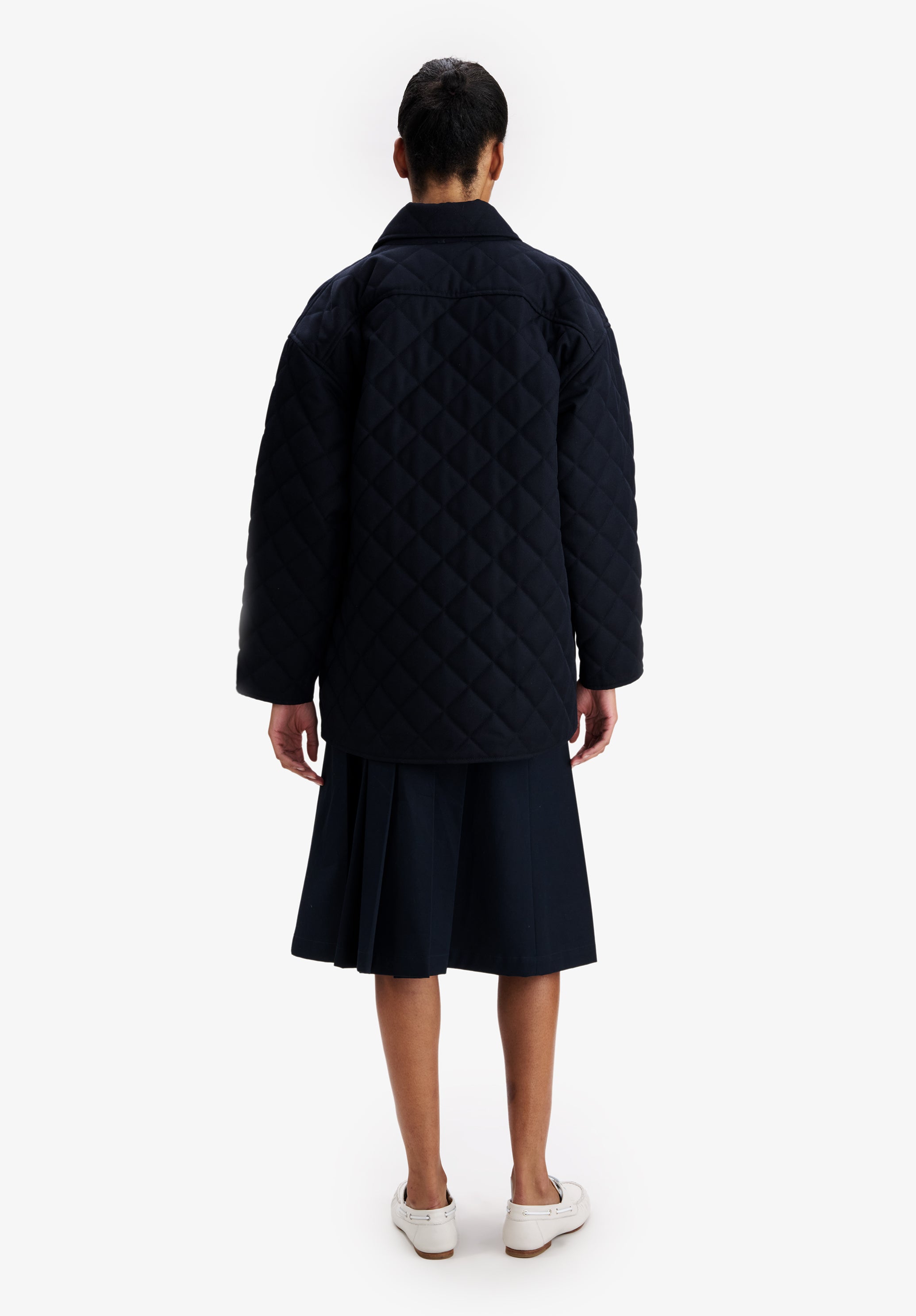 Navy blue quilted wool jacket | A.P.C.