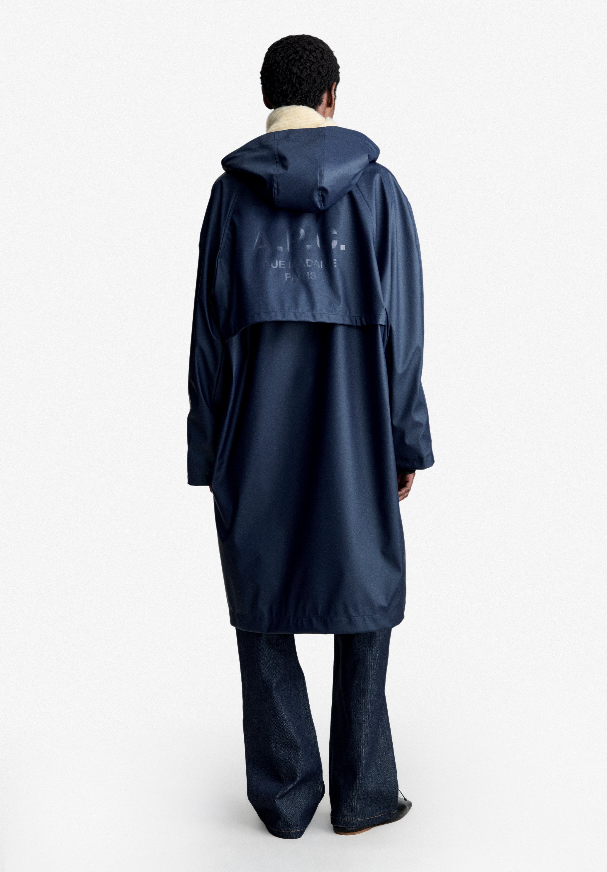Long loose-fit navy blue parka - 2